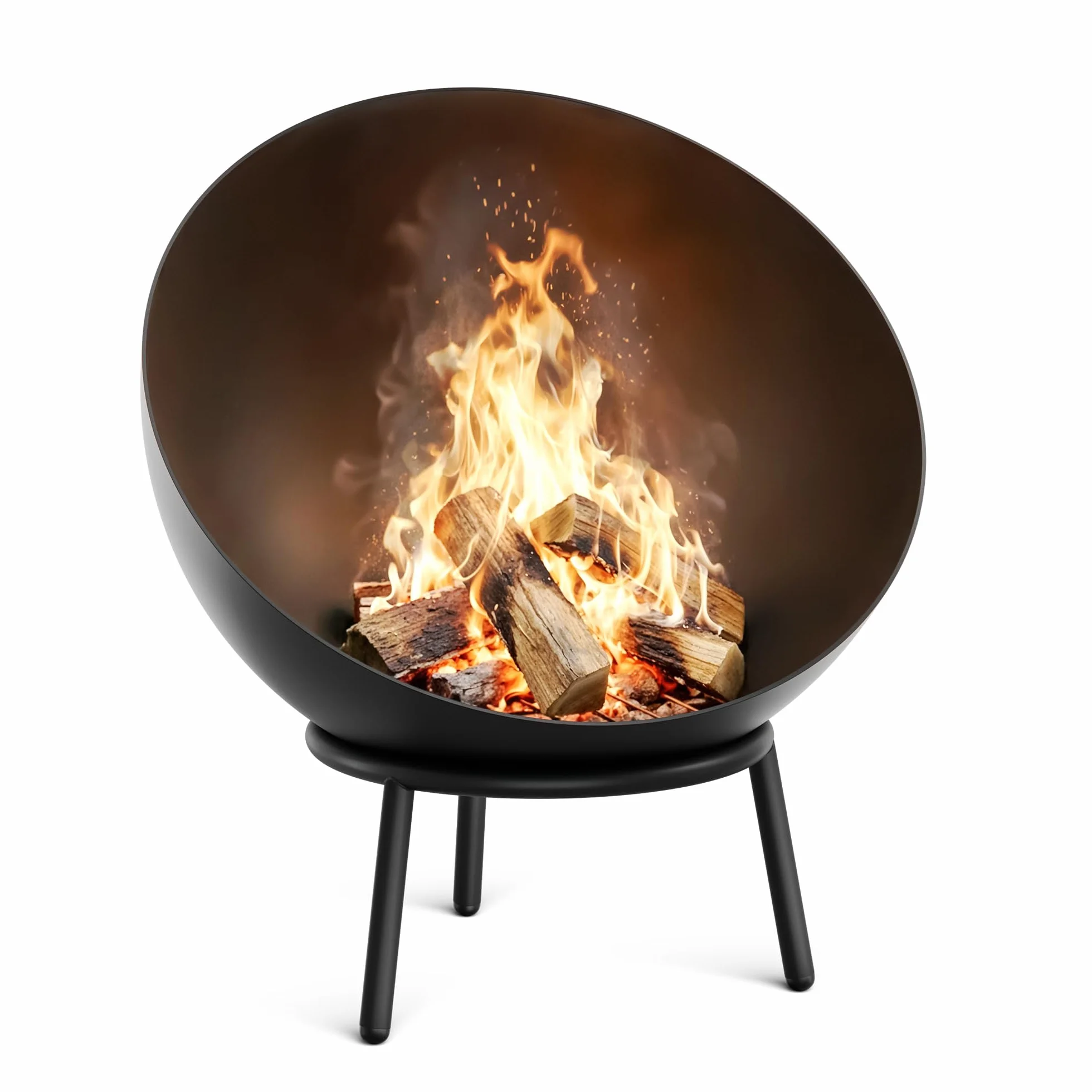 Blumfeldt Fireball 66 cm Brasero Acier 2-en-1 inclinable 3 mm épaisseur Base Stable Grille Cendres tisonnier Housse Protection Pluie
