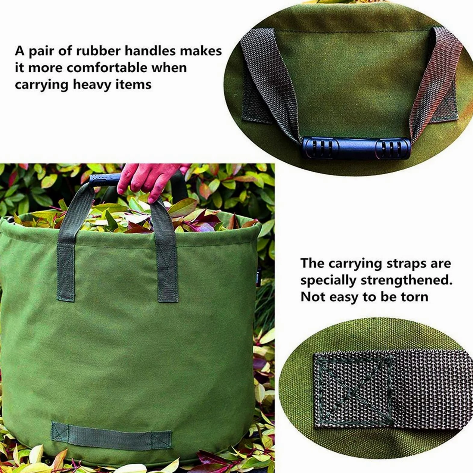 Poubelle de jardin en tissu Oxford 600d imperméable de tissu d'Oxford Can Sac de rangement for la fleur de plante sac à ordures avec 4 poignées réutilisables jardin de jardinage de jardin de jardin