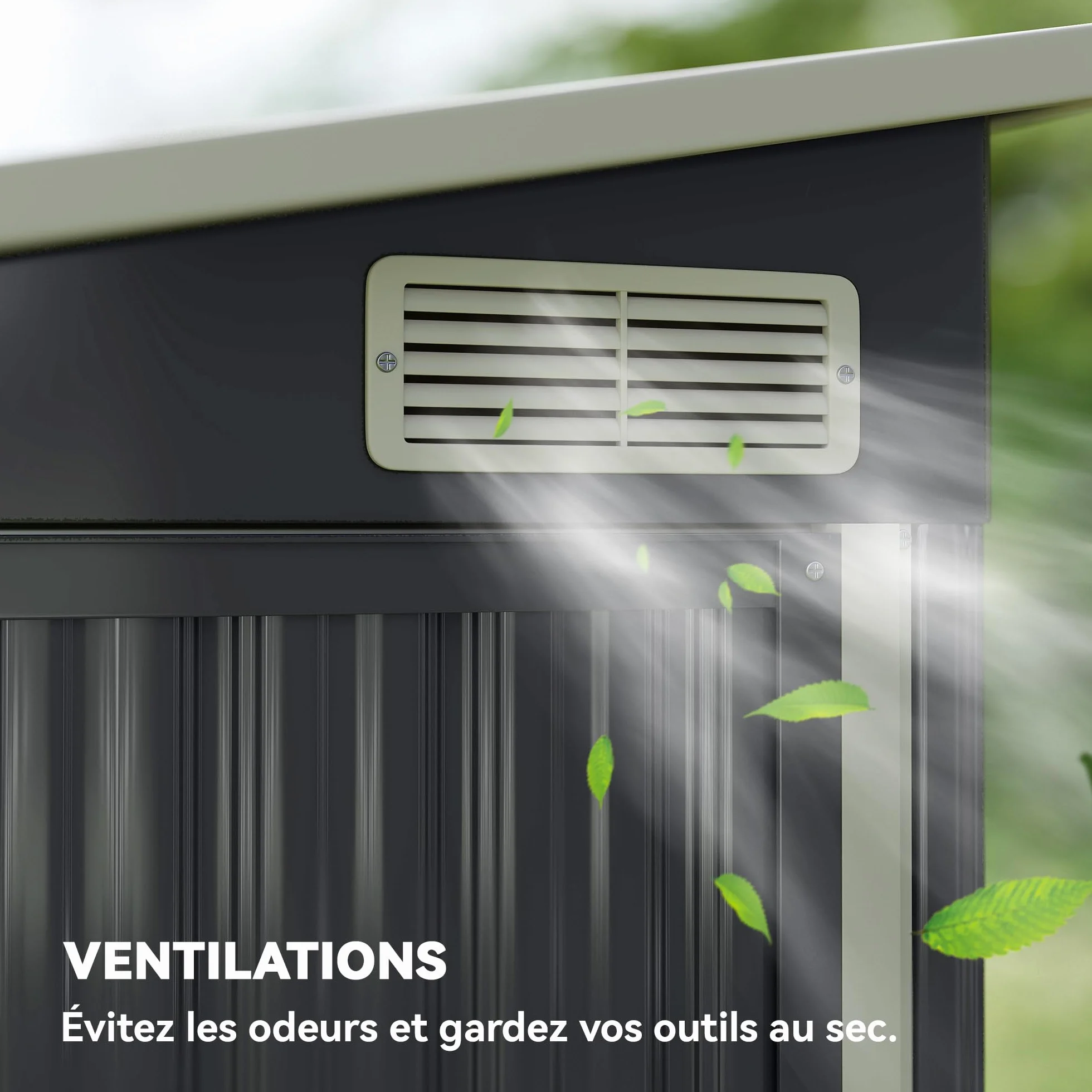 Outsunny Abri de Jardin métal 234 x 132 x 185 cm Triple Porte verrouillable Toit incliné Acier galvanisé Gris foncé