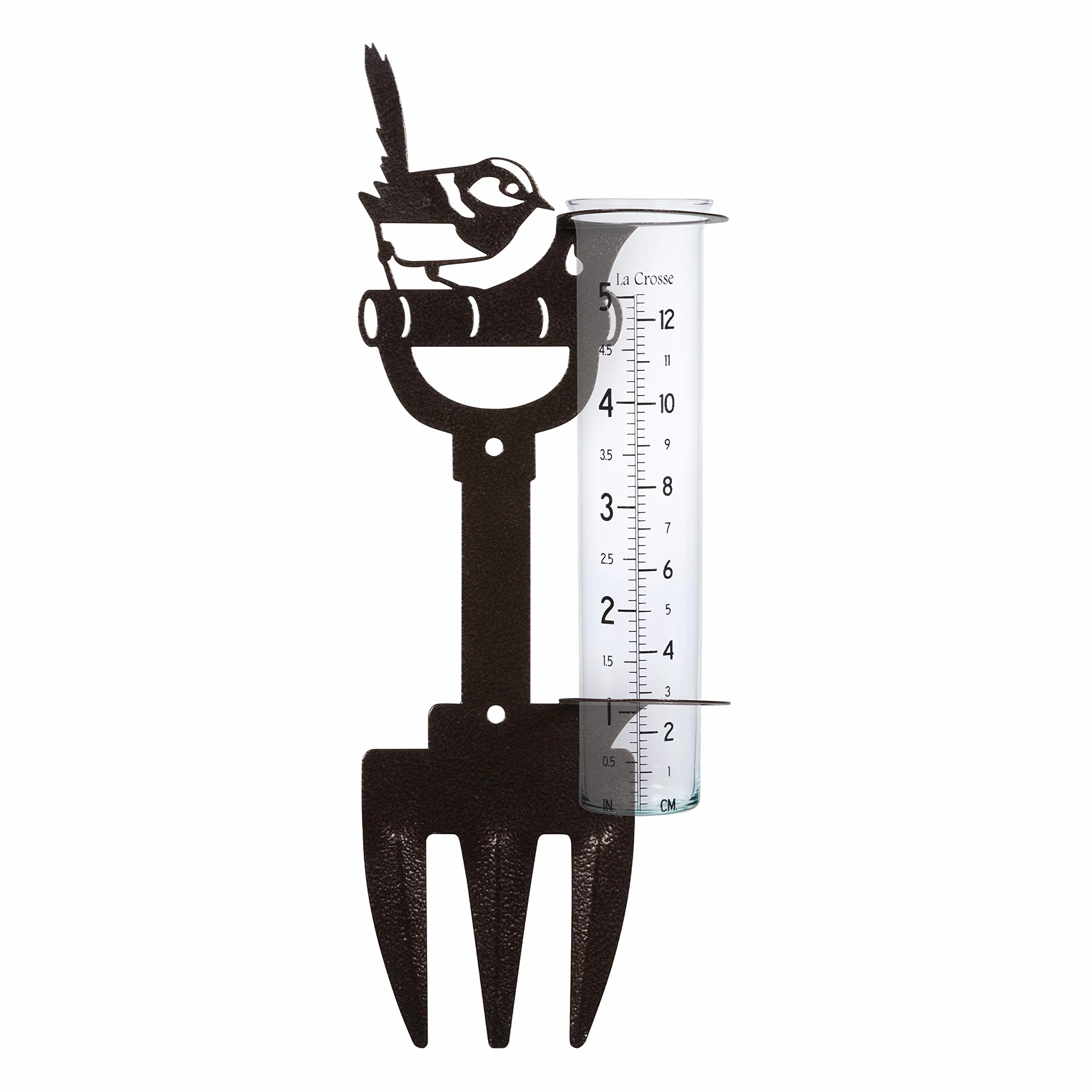 La Crosse 704-98937-INT Pluviomètre de Jardin en métal avec Tube en Verre de 12,7 cm Bronze martelé