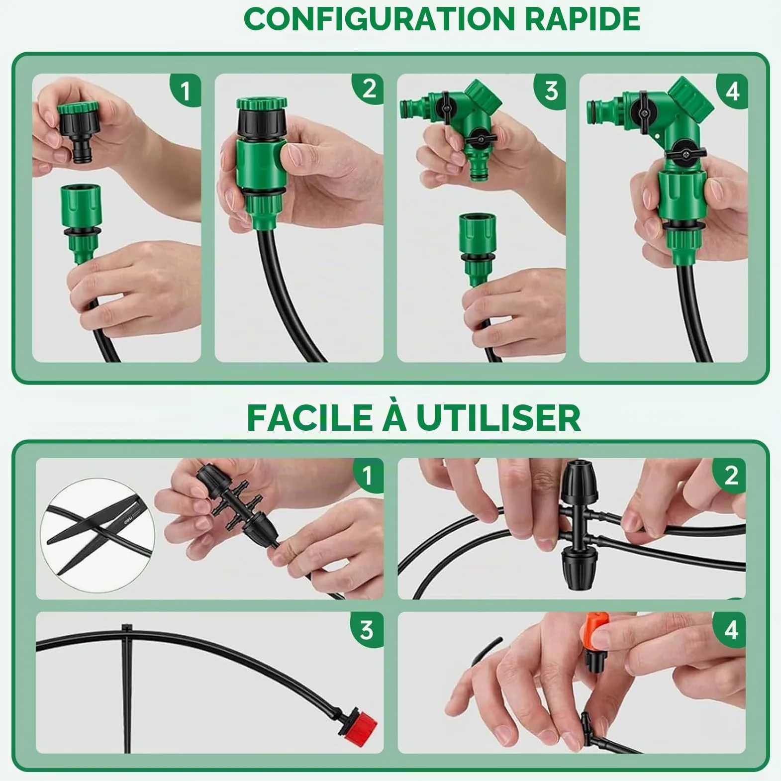 Système d'irrigation Jardin, 340Pcs Kit d'irrigation Goutte, 55m+15m Kit Arrosage Automatique, Kit d'irrigation Goutte à Goutte Système d'irrigation pour Jardin pour Jardin pelouse Serre Plantes