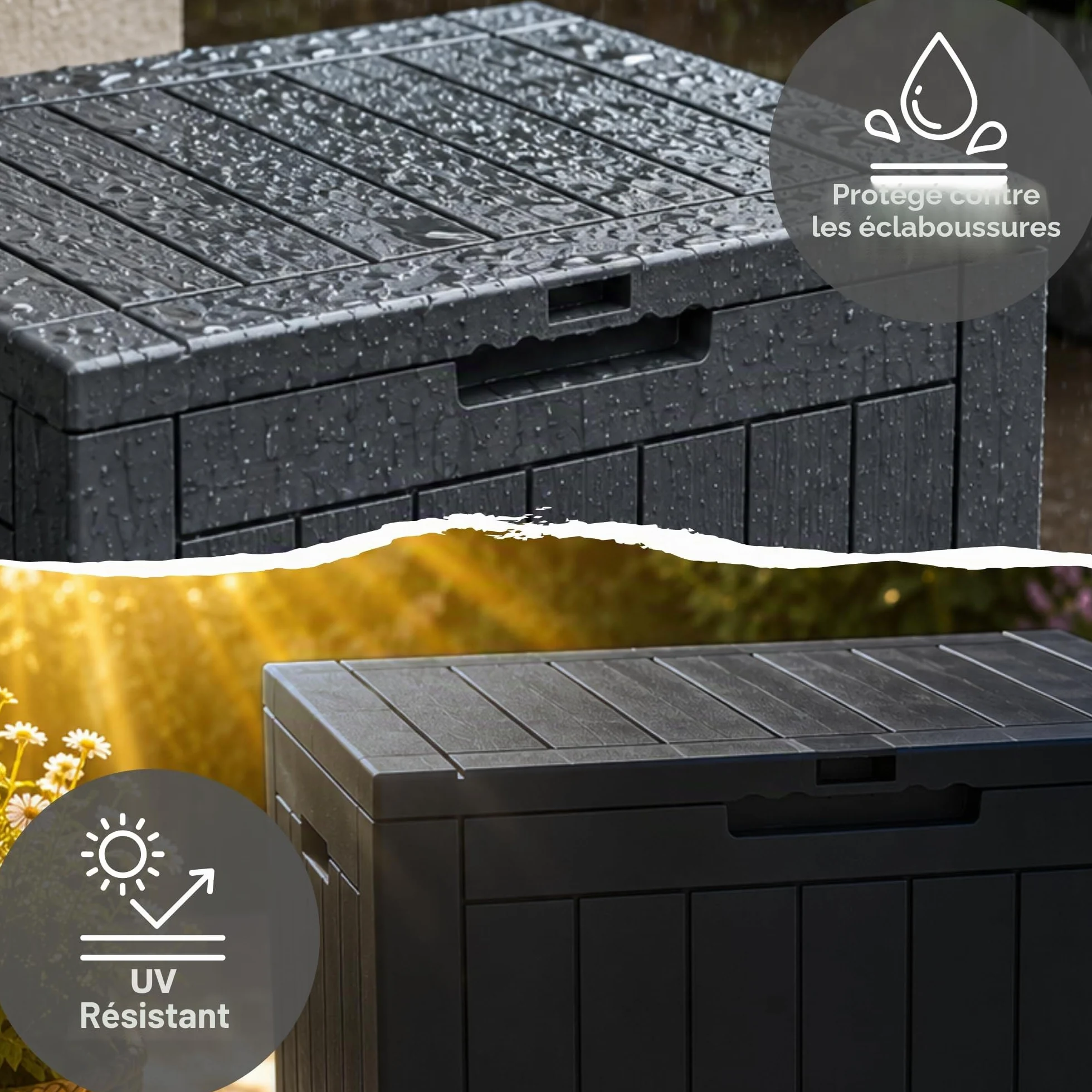 Ondis24 City Cube Boîte en Plastique 110 L Anthracite 55 x 43 x 53 cm