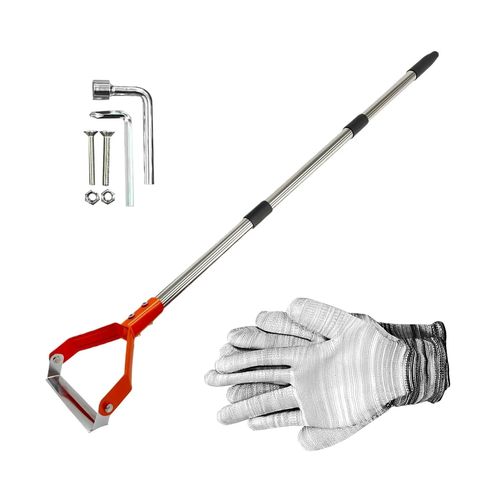 Générique Sarcloir à Étrier Manche Long Réglable et Outil à Main | Outil Metal Binette Râteau Arrache-Herbes Pour Creuser Détacher Et Sarcler Dans L'Arrière-Cour La Pelouse Et Le Parterre De