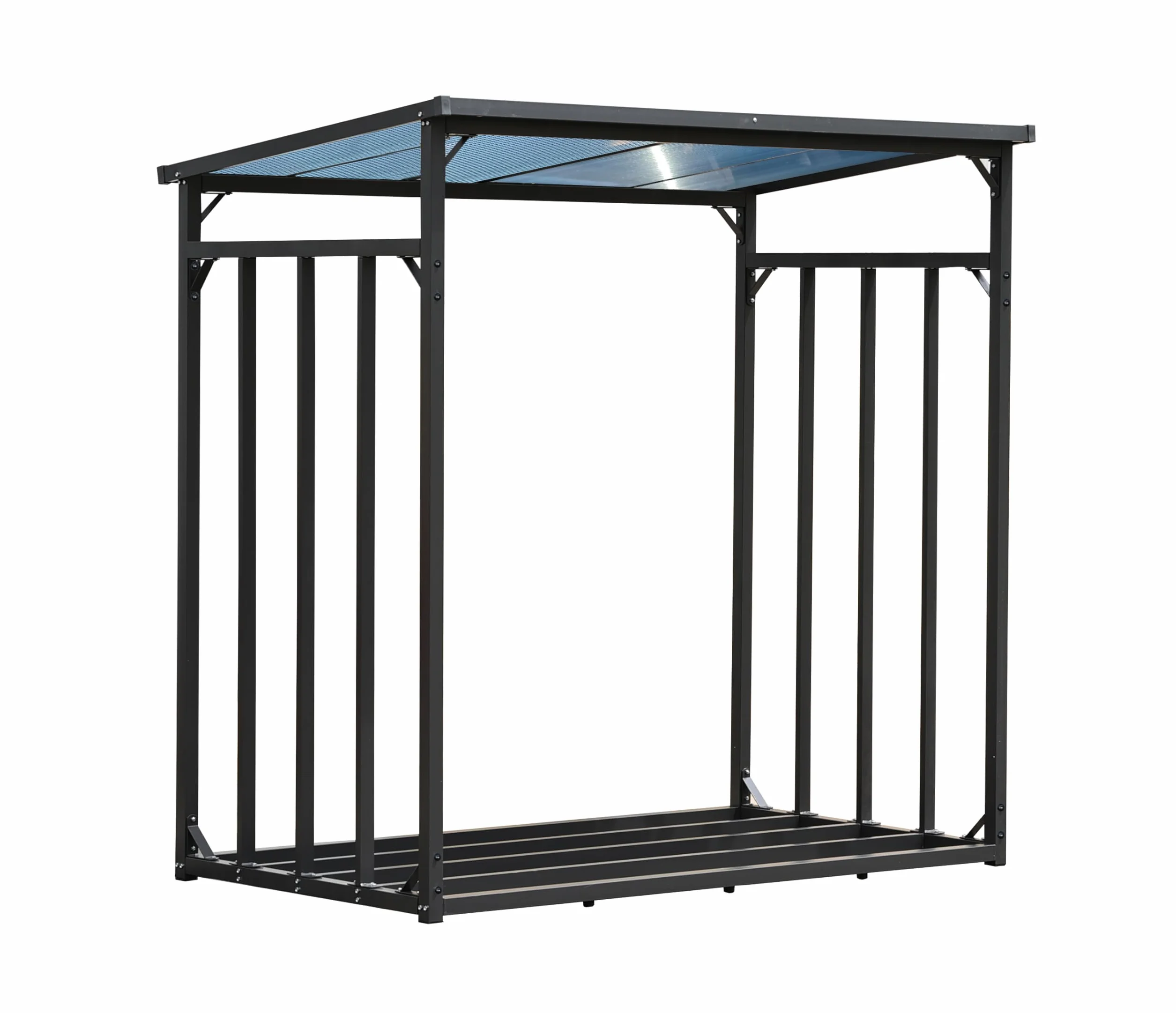 Étagère d'extérieur en métal pour bois de cheminée 185 x 100 x 185 cm Acier 30 mm Anthracite Résistant aux intempéries Capacité 3,5 m³