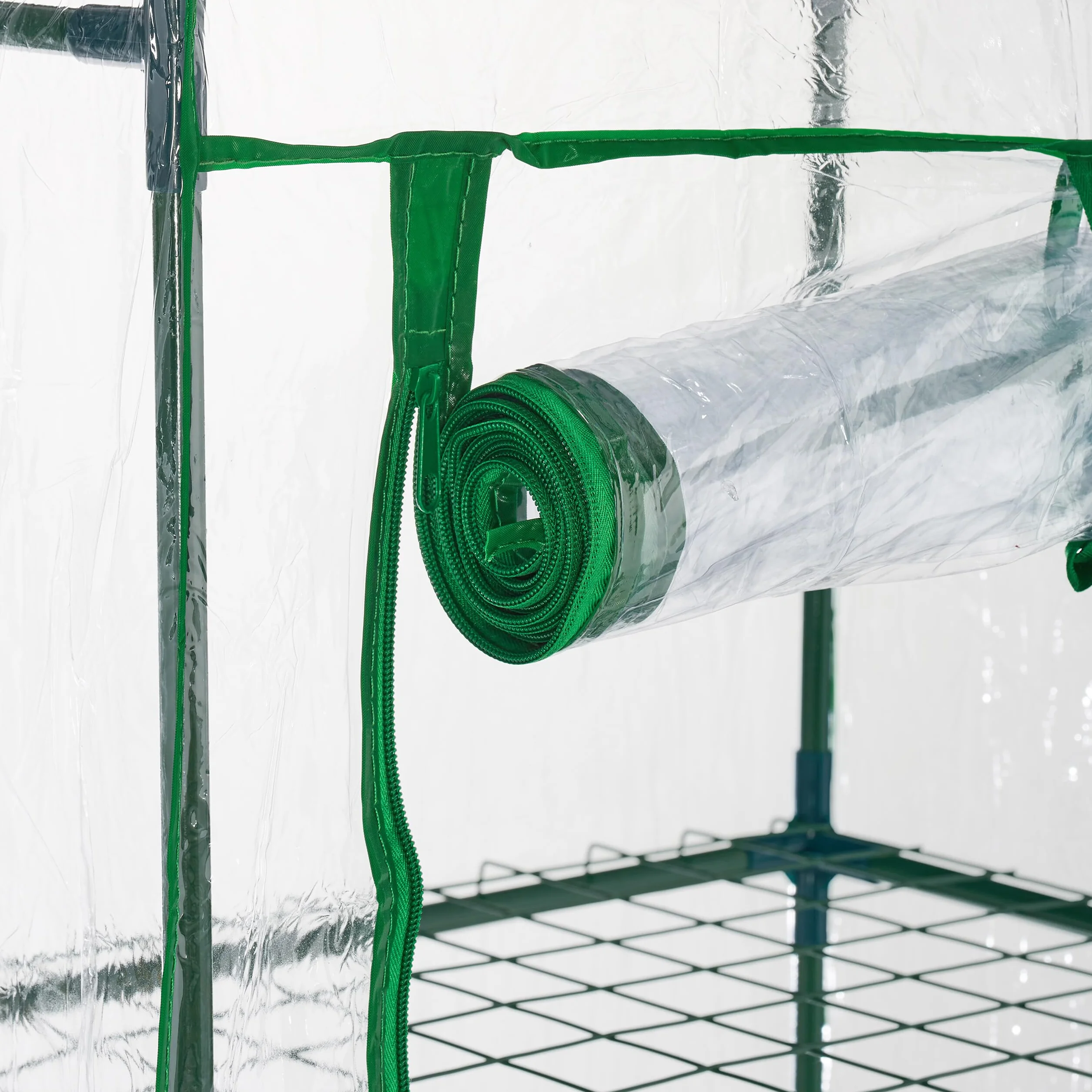 Relaxdays Serre de Balcon, 5 étagères, Fer, bâche en PVC, H x L x P : 193 x 58 x 36 cm, Transparent et Vert
