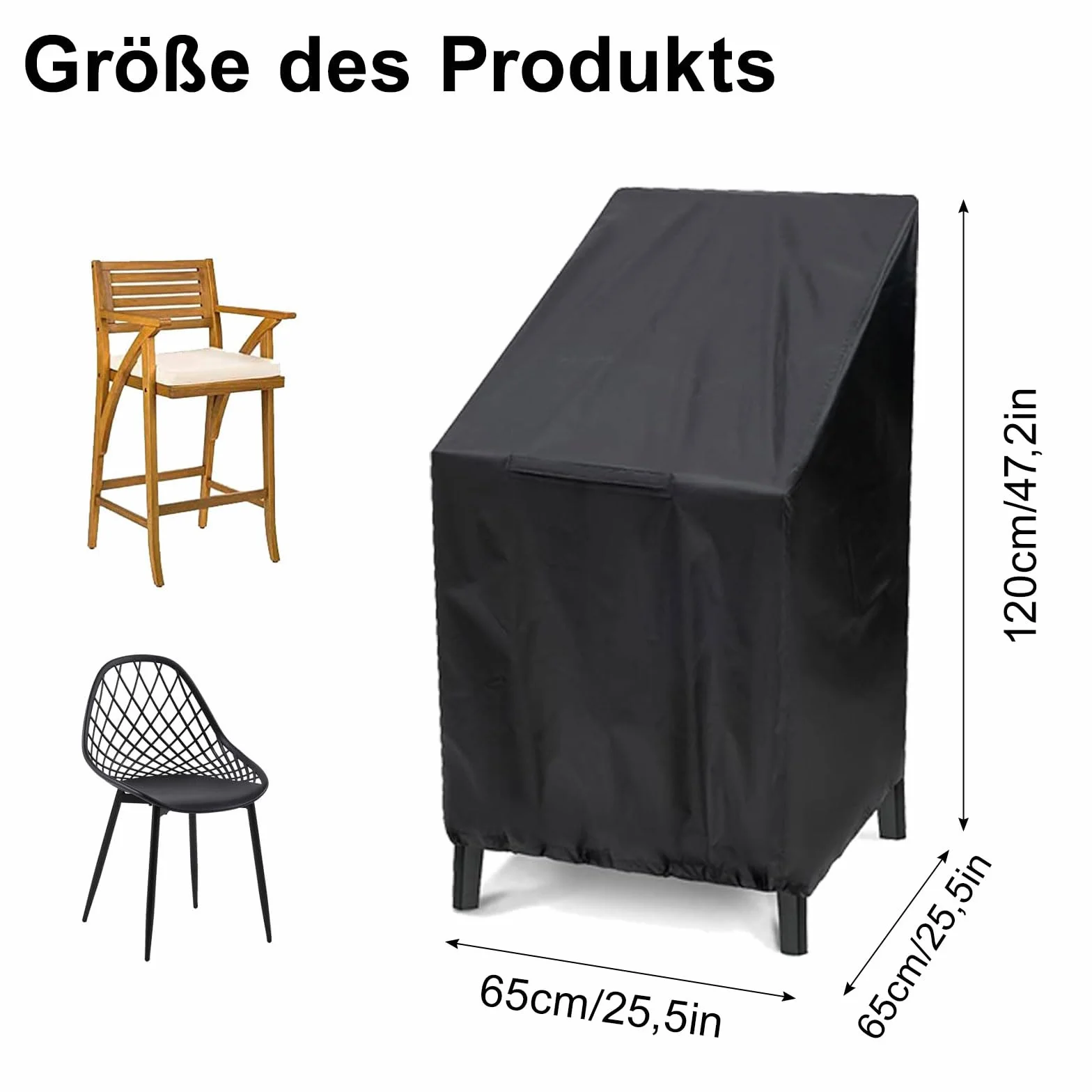 Housse de Chaise de Jardin 210D Tissu Oxford 65x65x120 cm Noir