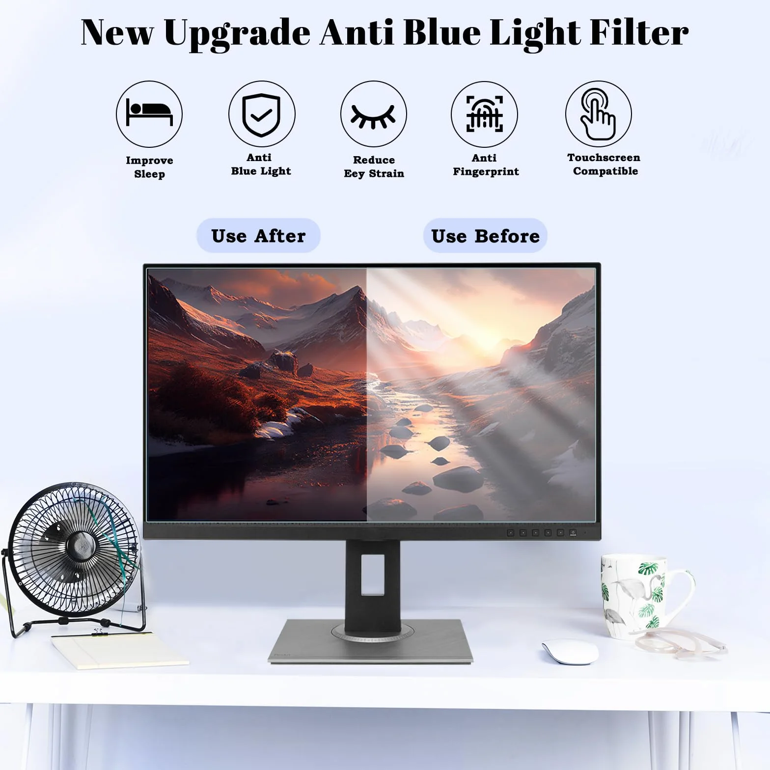 HaruYo Filtre Anti Lumière Bleu 23.8 Pouces Laptop Protecteur Écran Amovible, Bloque UV (16:9)