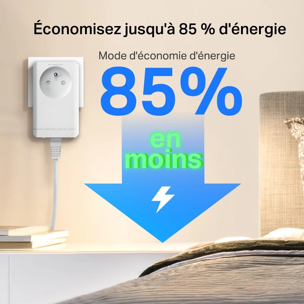 Mercusys MP300P KIT CPL 600Mbps 1 Port Prise Intégrée Type F Boitier CPL Kit de 2