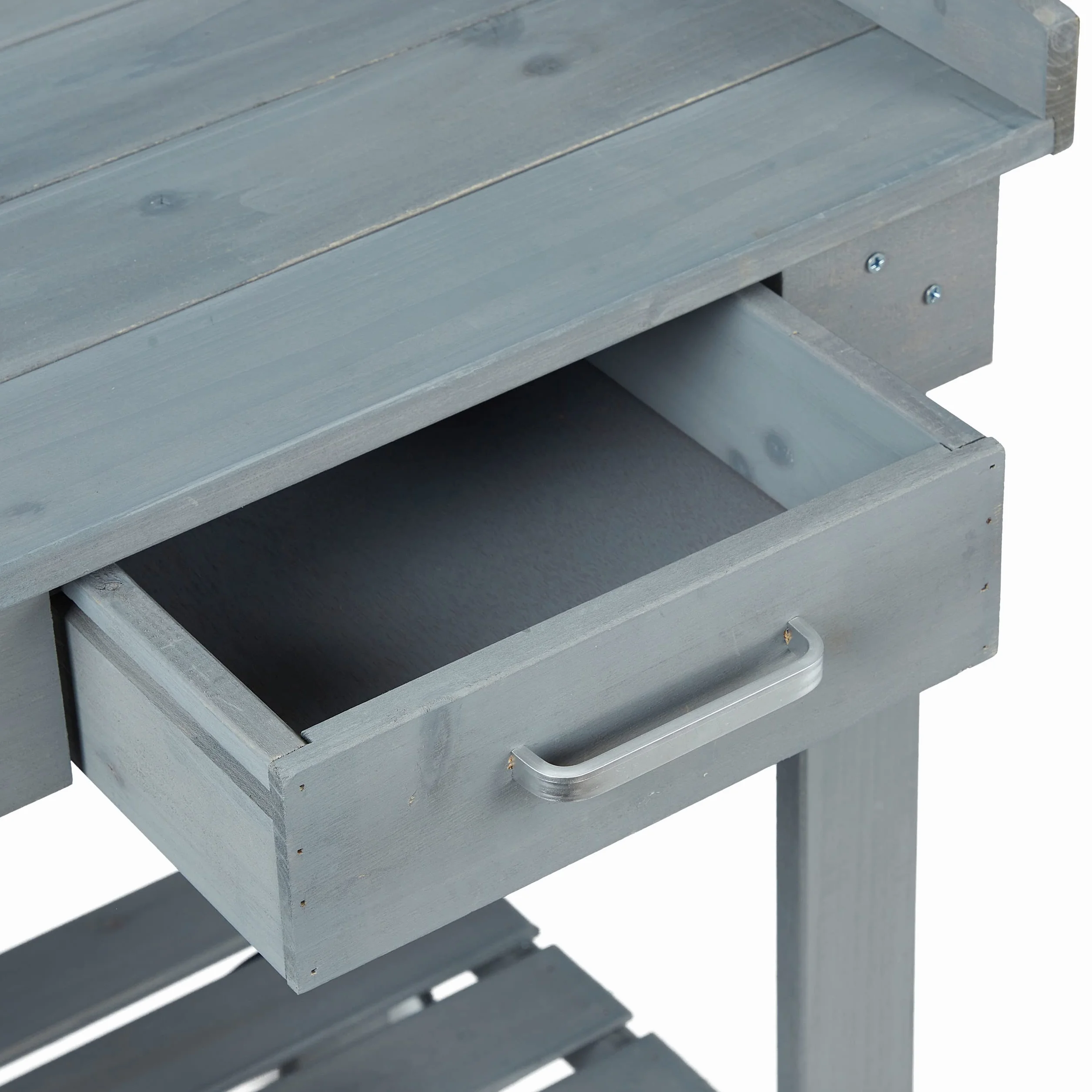 Relaxdays Table pour Plante avec roulettes, bac et tiroir, Bois, Plastique, 120 x 97 x 48 cm, Gris