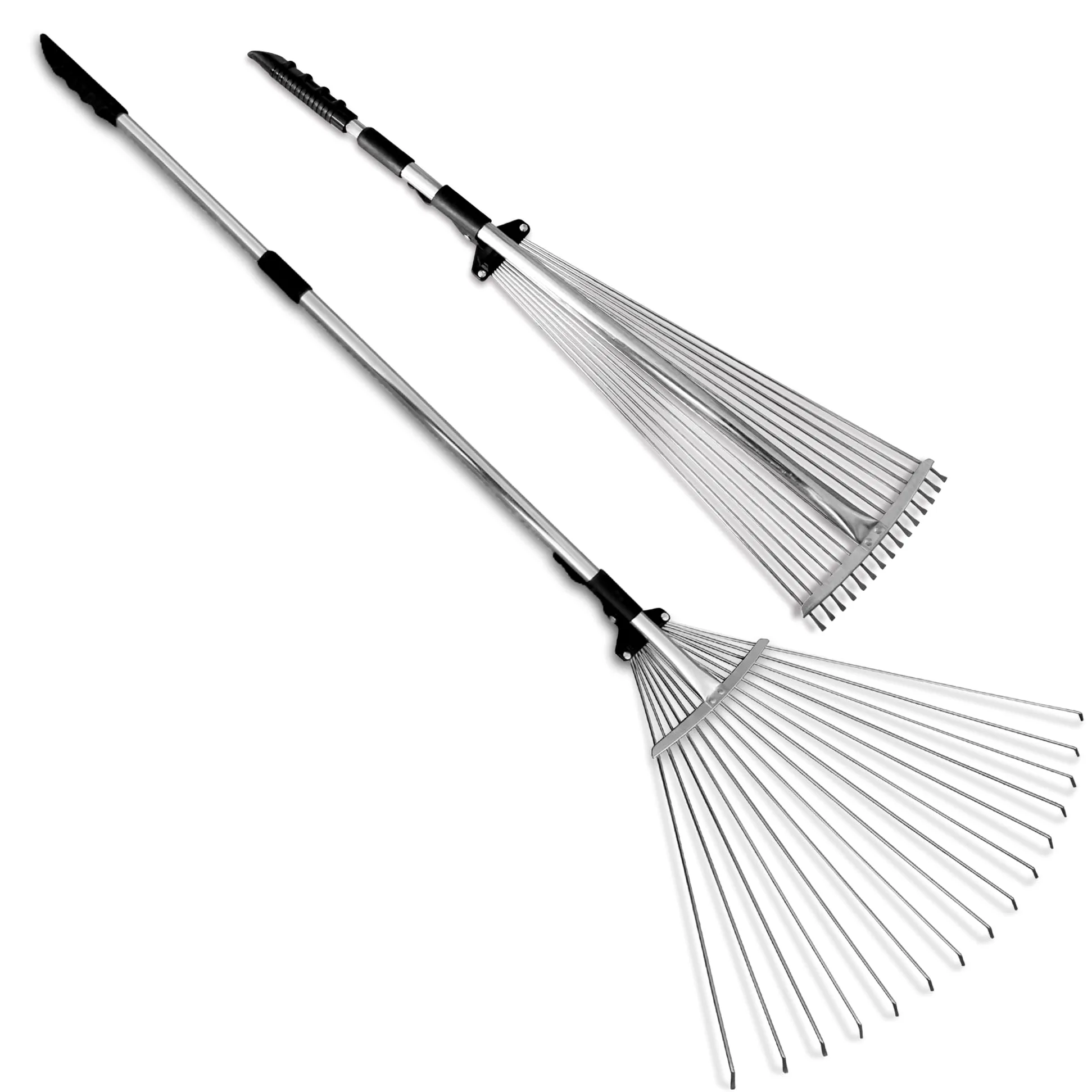 TABOR Tools J16E Râteau télescopique en métal, 160 cm de Long, râteau à Feuilles Pliable réglable pour Un Nettoyage Rapide de la pelouse et de la Cour, râteau à Feuilles de Jardin, poignée Extensible