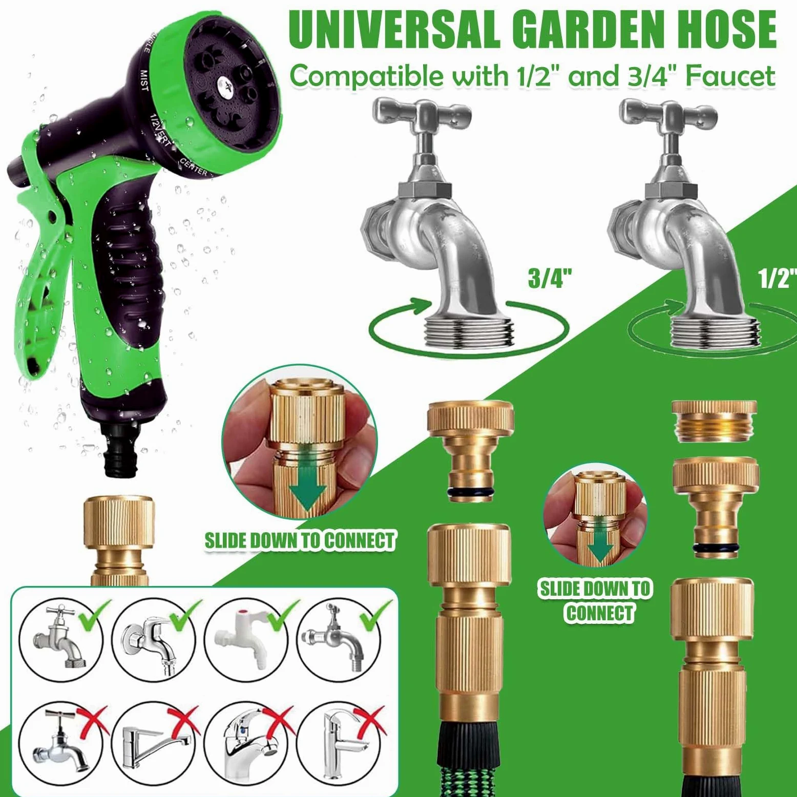 Tuyau d’Arrosage Extensible 22.5M – Tuyau Jardin Rétractable & Anti-Fuite – Pistolet 10 Jets, Raccords Renforcés, Sac & Support – Flexible Haute Pression Auto/Balcon – Vert