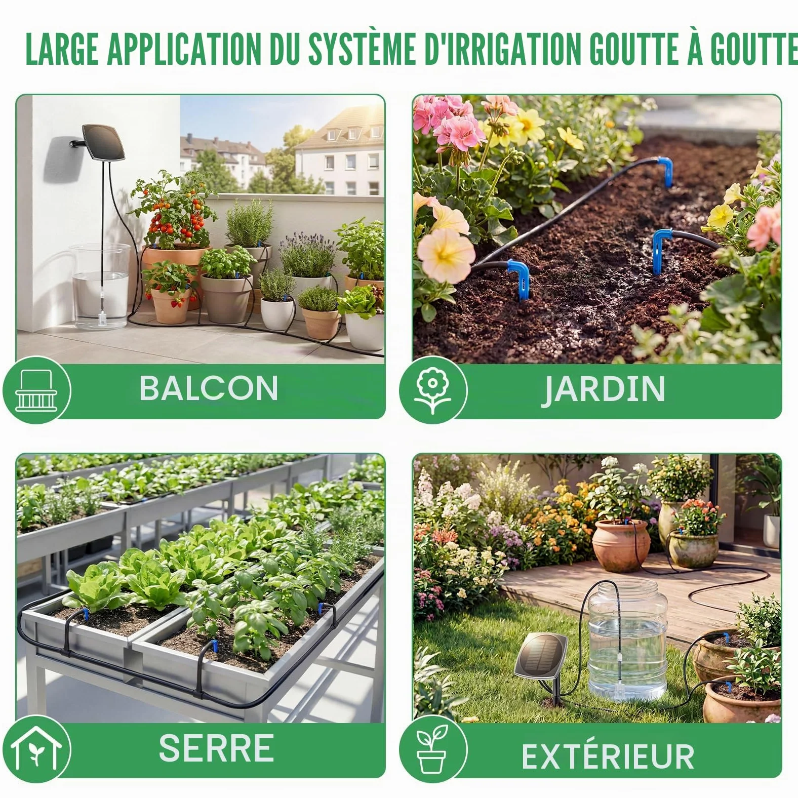 Arrosage Goutte à Goutte Solaire pour 20 Plantes, Kit D'irrigation Solaire Arrosage Automatique avec 12 Modes et 20M Tuyau Arrosage pour Vacances Jardin Balcon Greenhouse