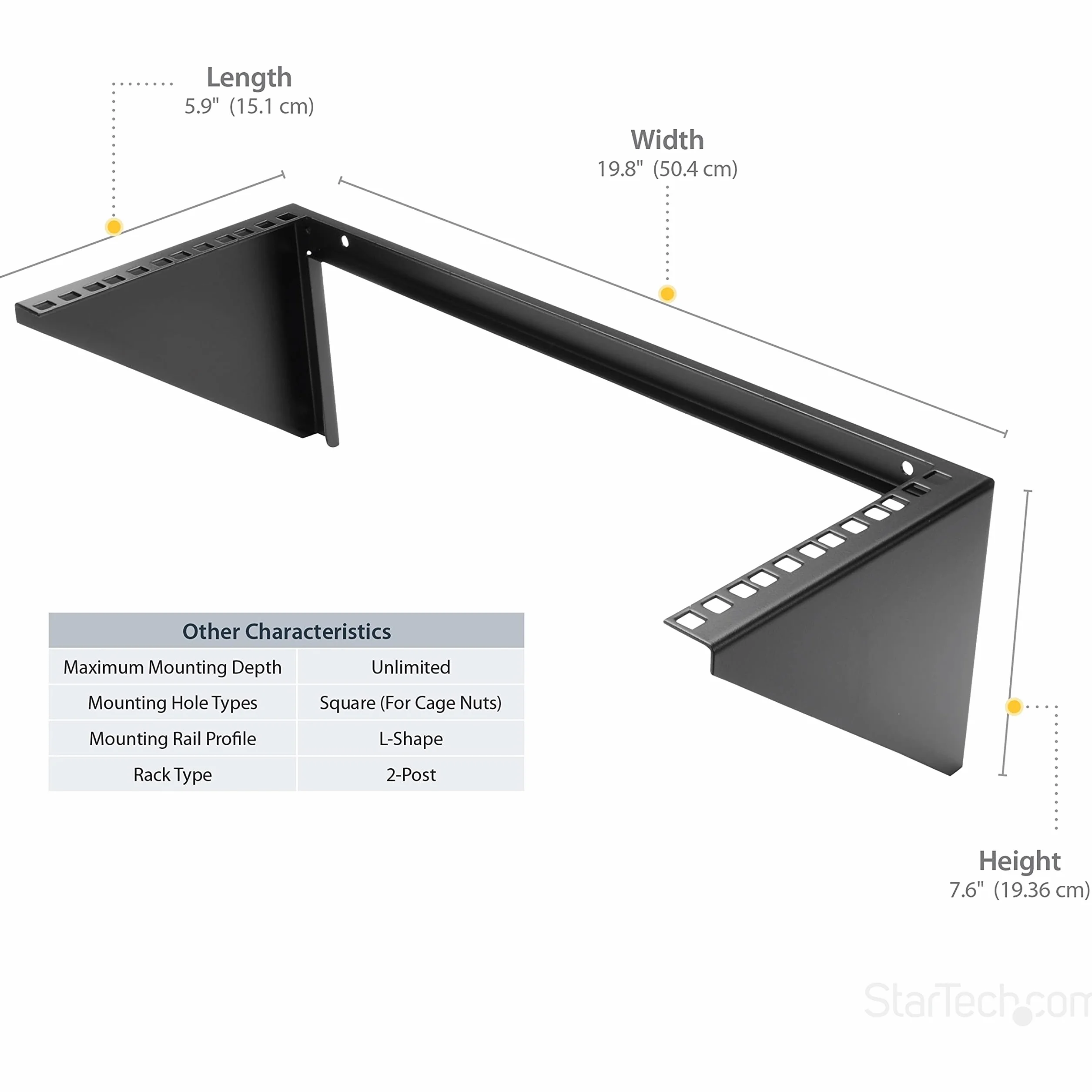 StarTech.com Rack Vertical 4U Montage Mural 19" Acier pour Panneaux Réseau Serveur Patch Capacité 56kg Noir RK419WALLV