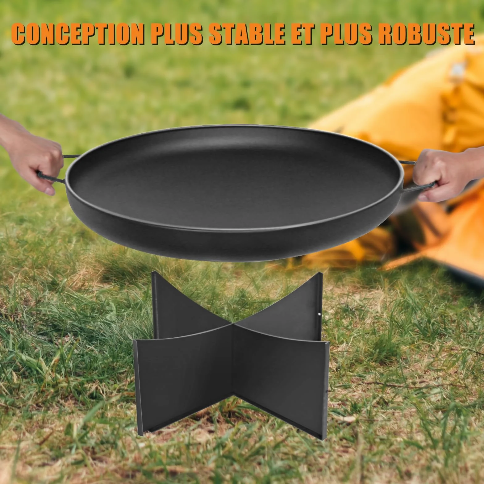 HYCHIKA Brasero Exterieur Ø60cm Foyer Bûcher Fire Pit Camping Jardin