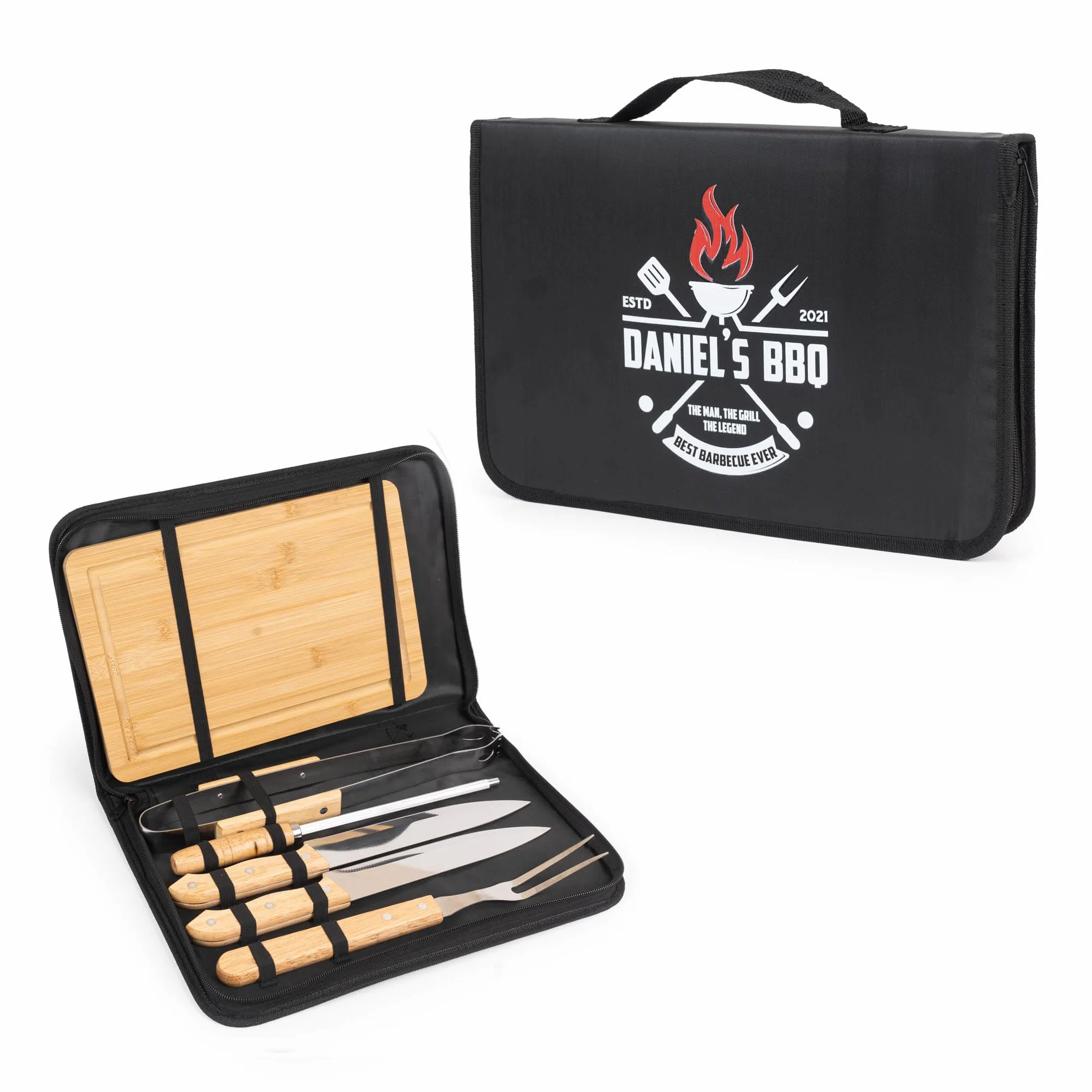 Wanapix Kit Barbecue Personnalisé Ustensiles BBQ Malette 6 Accessoires Set