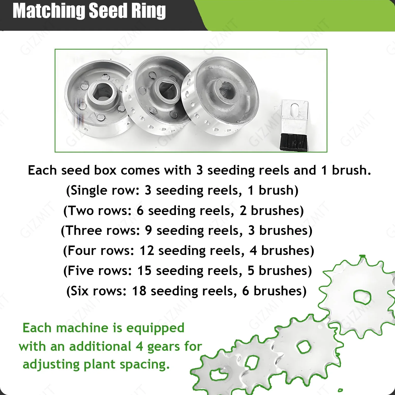 Push Precision Semoir pour maïs, soja, cacahuètes, blé, haricot, 5 rangées, réglable