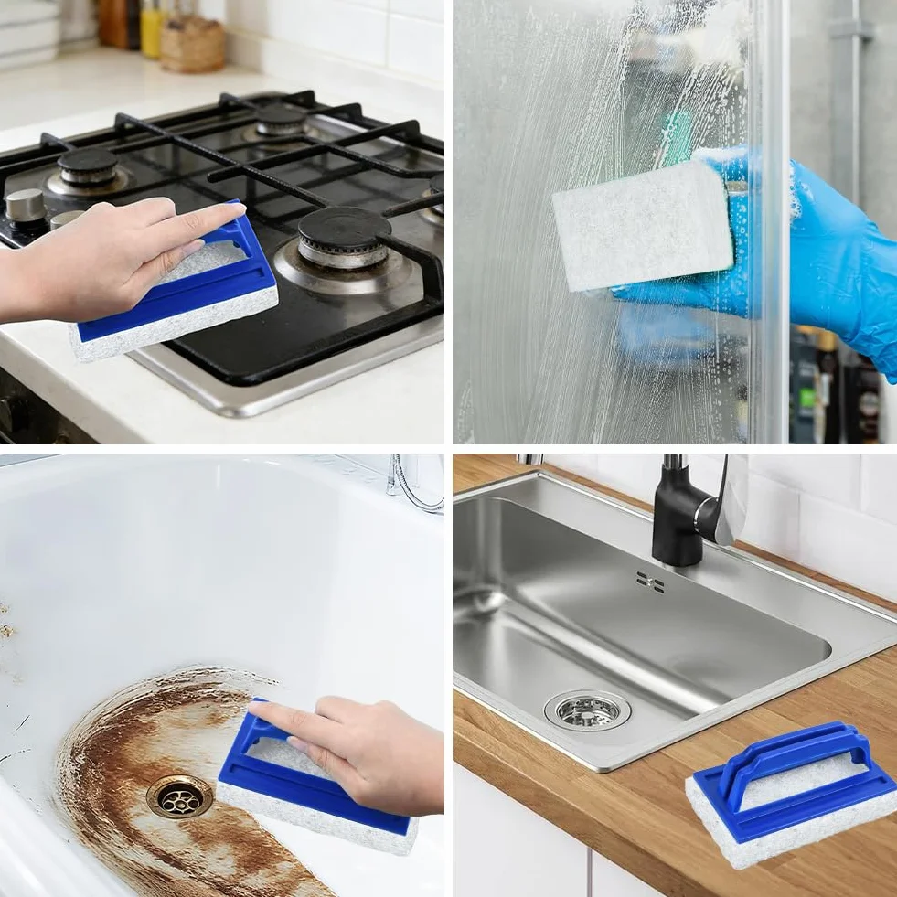 Lot de 2 Brosse Éponge Ligne d'eau, Éponge Magique avec Poignée, Brosse de Nettoyage de Piscine, Bleu
