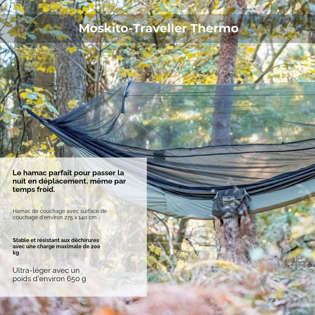 AMAZONAS Hamac Moustique-Traveller Thermo Hamac avec moustiquaire et compartiment de rangement pour matelas