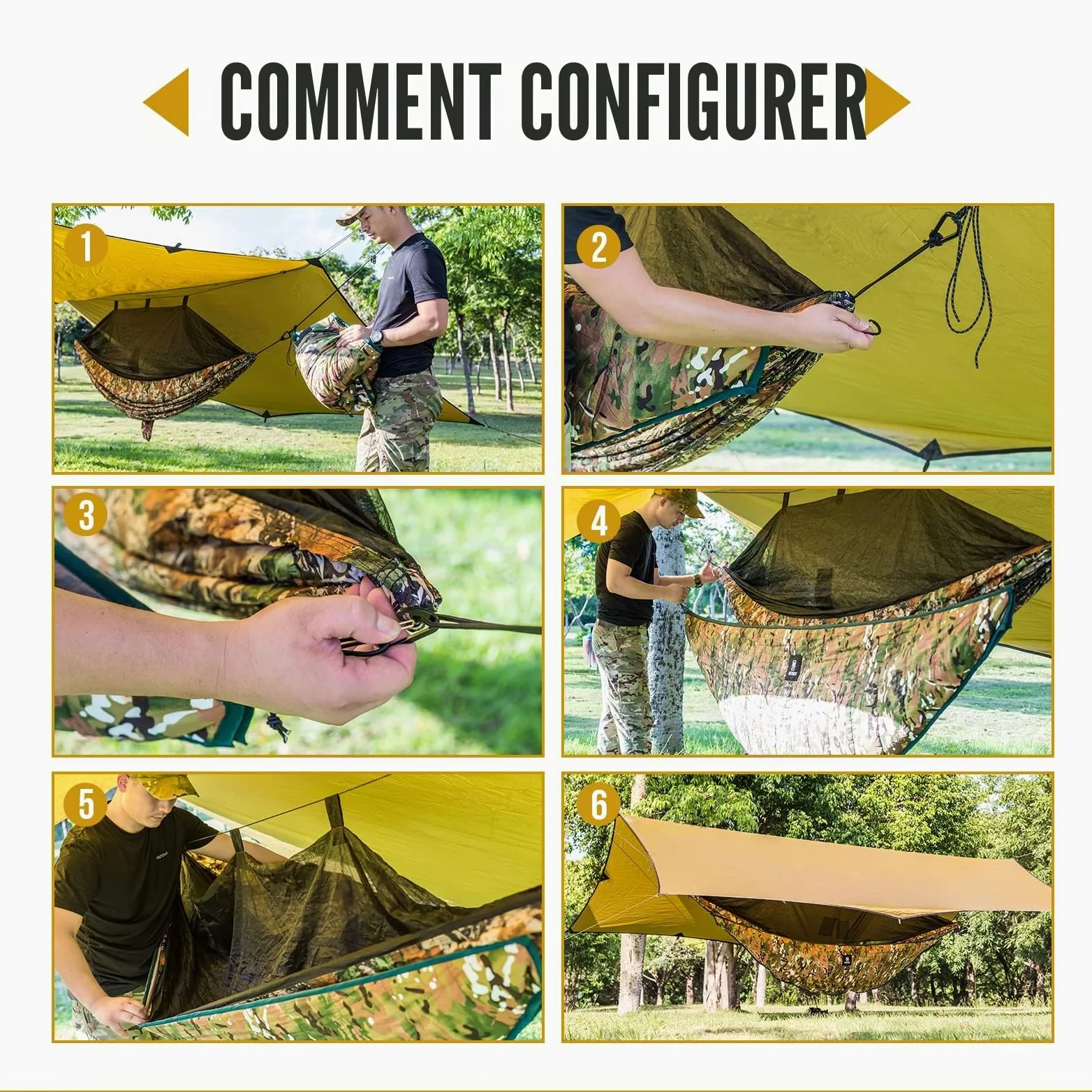 OneTigris Hideout Hamac Underquilt Isomats Underblanket pour hamacs sous-Couverture Thermique Ultraléger pour Outdoor Randonnée Camping 280x120cm(Coyote Marron)