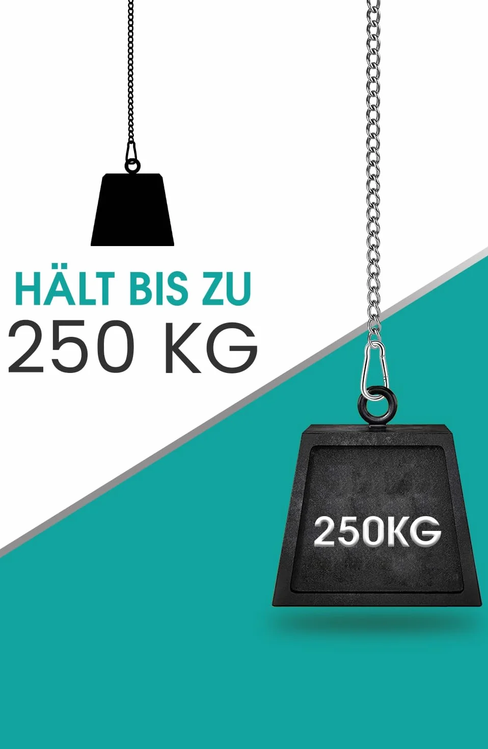 Chaîne pour Fauteuil Suspendu, Rallonge 66 cm, Deux Mousquetons, 250 kg