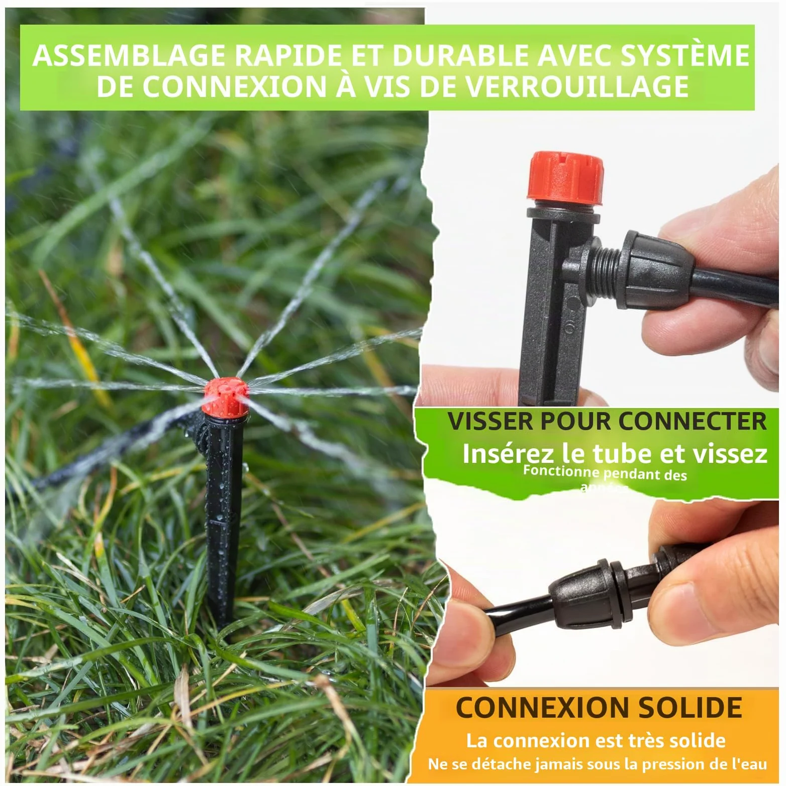 Système d'irrigation goutte à goutte de 71 m avec minuterie pour kit de jardin, équipement d'irrigation automatique, raccords de verrouillage, micro goutte à goutte, pulvérisateur ventilateur à 360