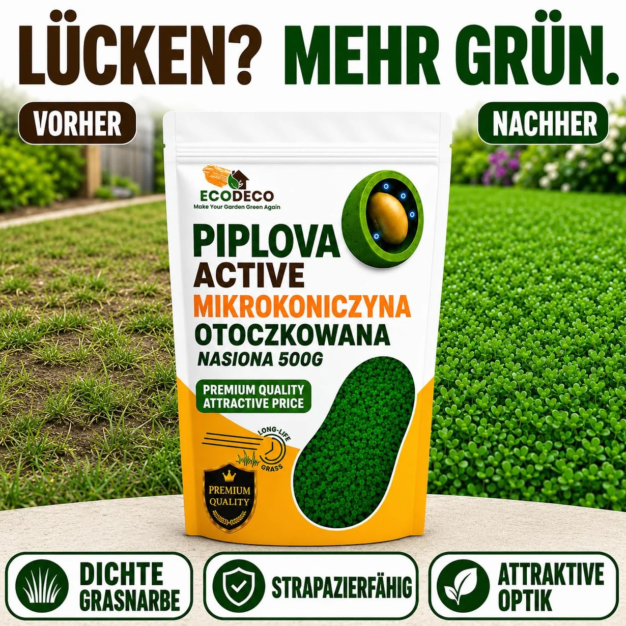 Micro Trefle Nain Blanc Pipolina Semence Pelouse 500g 200 m² Ultra Résistant sans Arrosage Levée Rapide 7 Jours