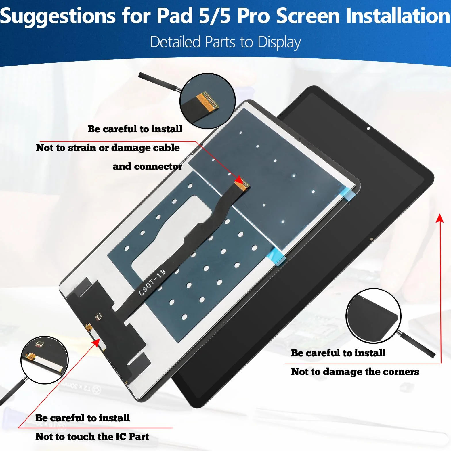 Écran LCD Tactile Xiaomi Pad 5/5 Pro 11.0" Assemblé Digitizer avec Outils de Réparation Noir