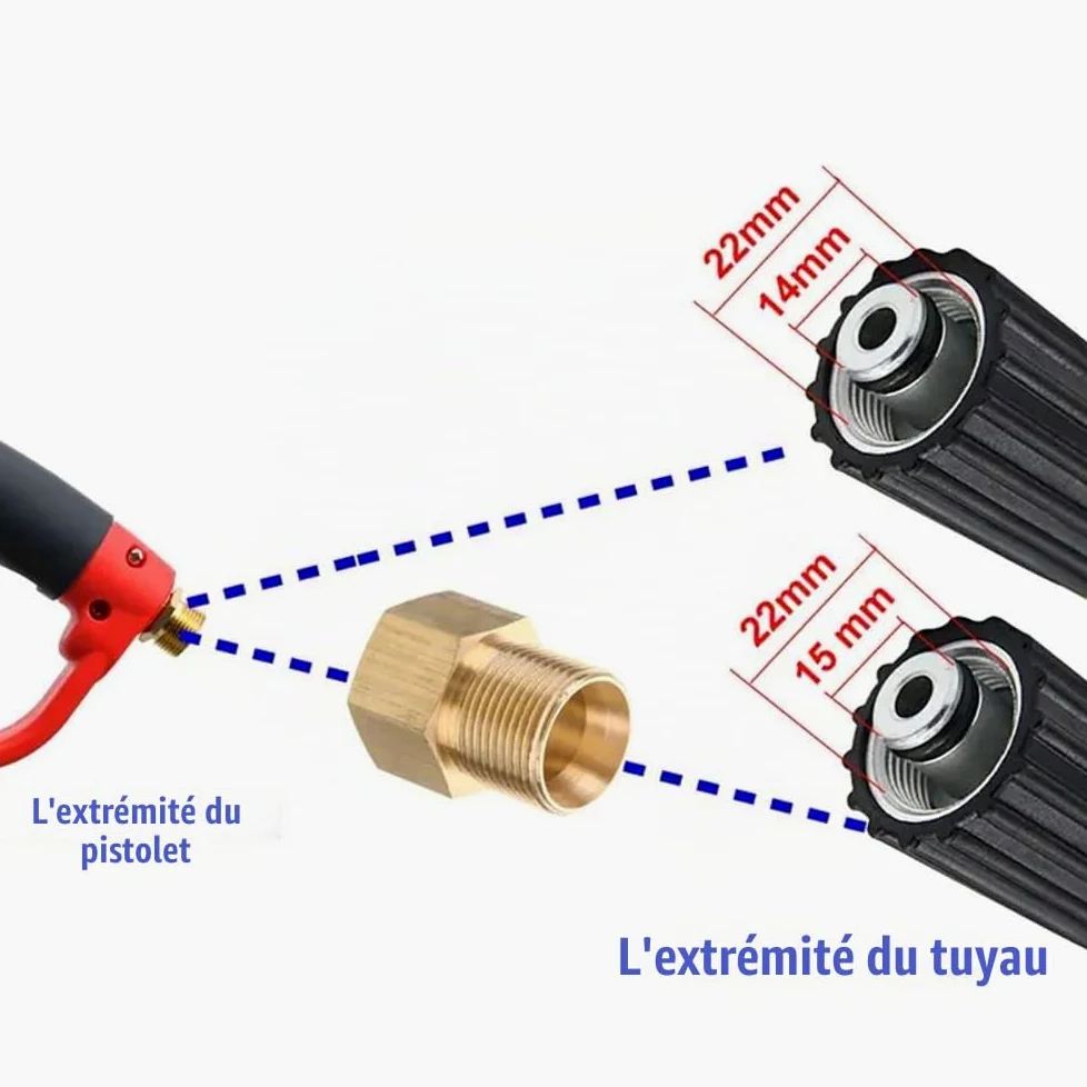 Lance Nettoyeur Haute Pression,Pistolet Nettoyeur Haute Pression,Pistolet Haute Pression,5000 psi Pistolet de nettoyage haute pression avec rallonge de rechange,5 embouts, Pour lavage des voitures