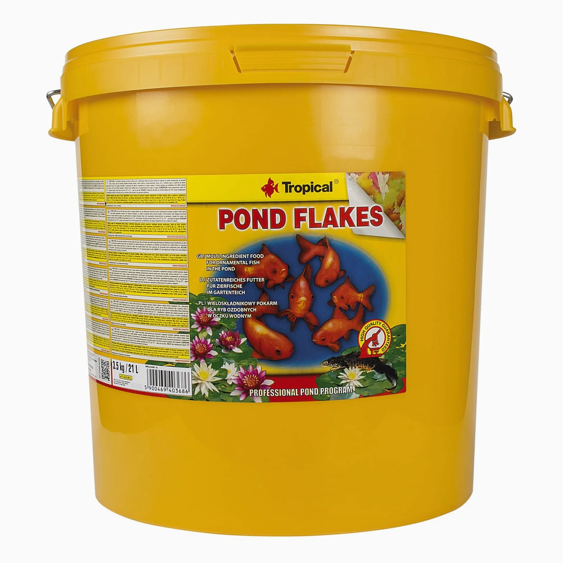 Pond Flakes 21L / 3,5kg - Aliment en Flocons à Multi ingrédients pour Poissons d'étang