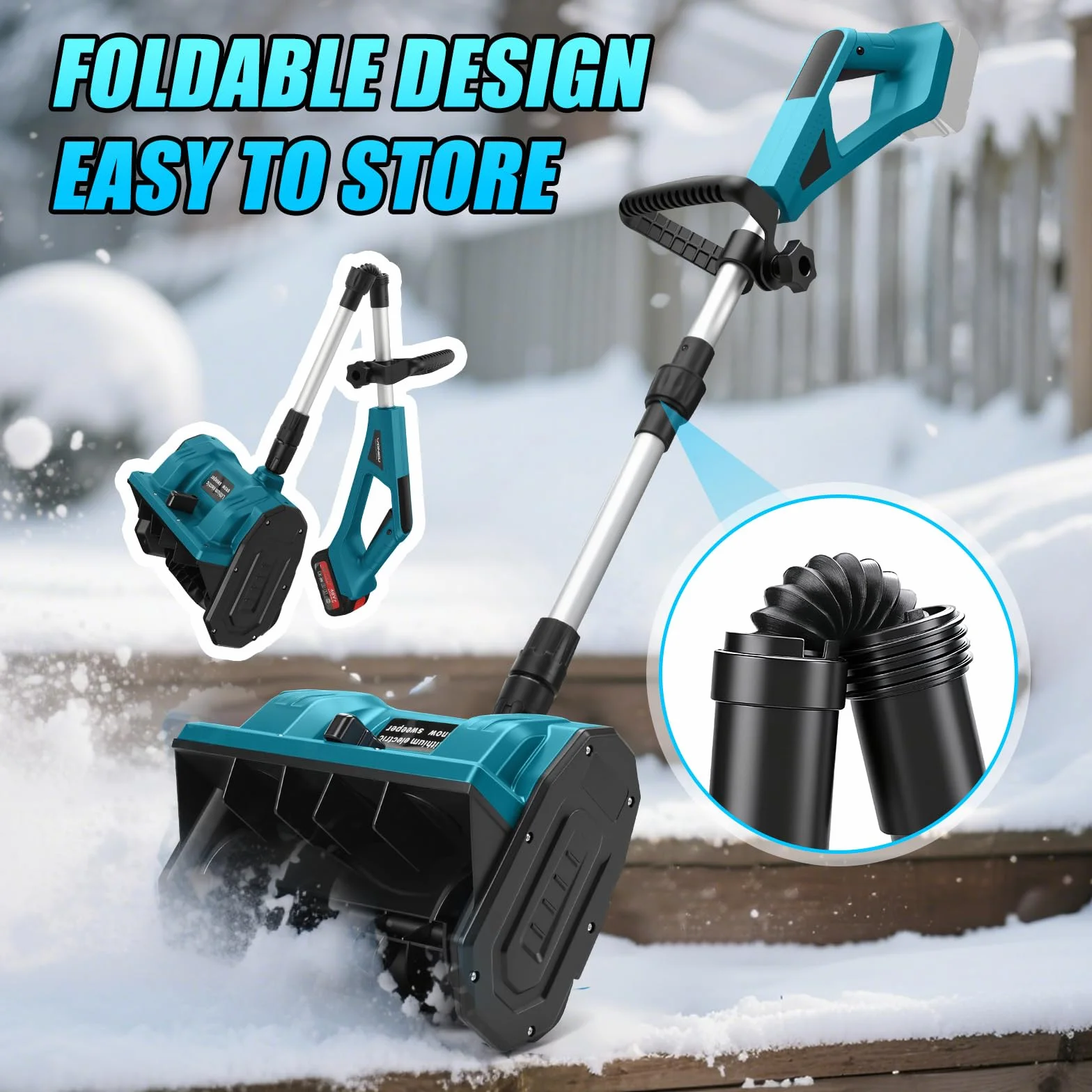 Makita 18V Souffleuse à Neige sans Fil, Fraise à Neige Pliable, Projection 8m, Largeur 28cm, 3500 r/min