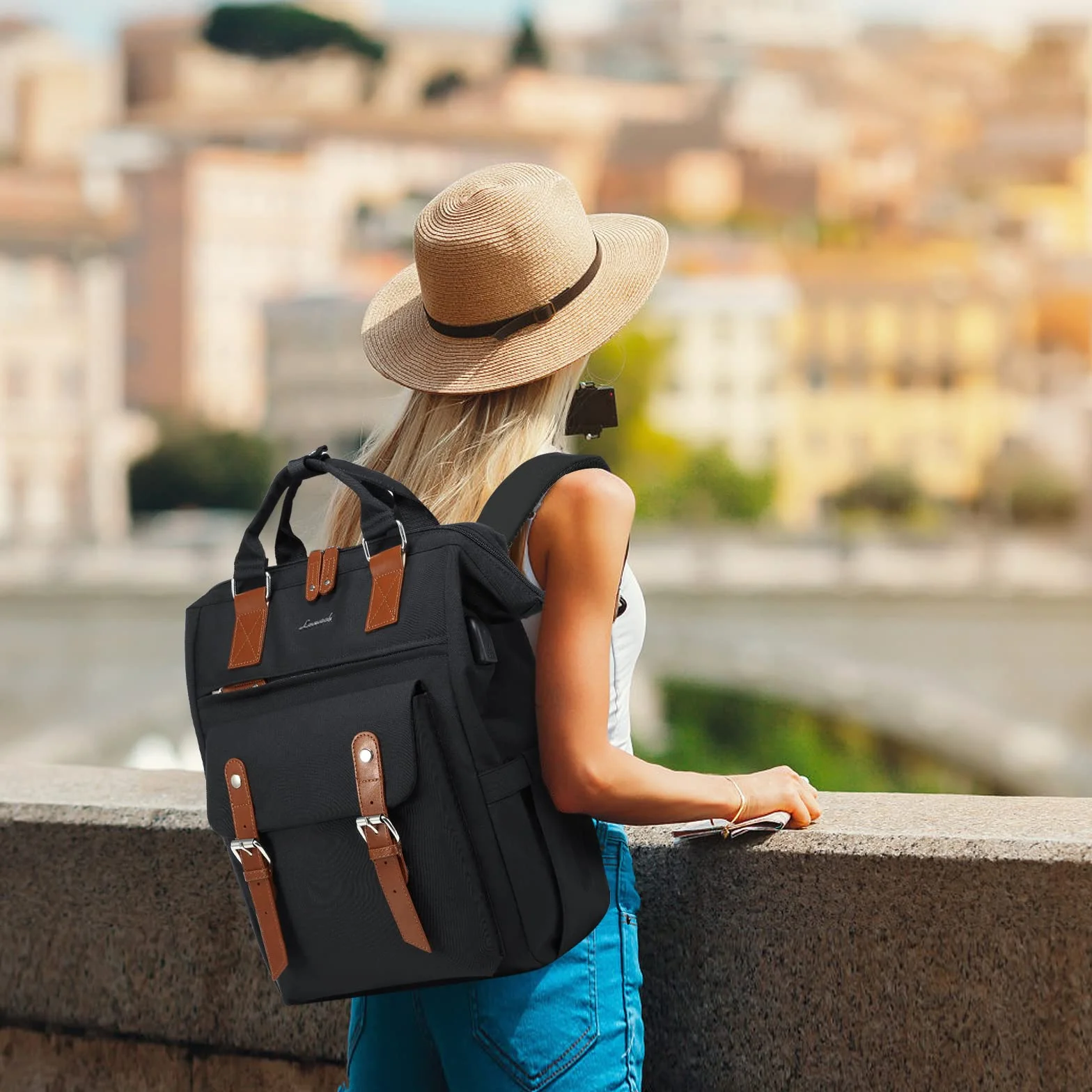 LOVEVOOK Sac à Dos Femme Ordinateur Portable Imperméable Grand Sac à Dos PC Voyage