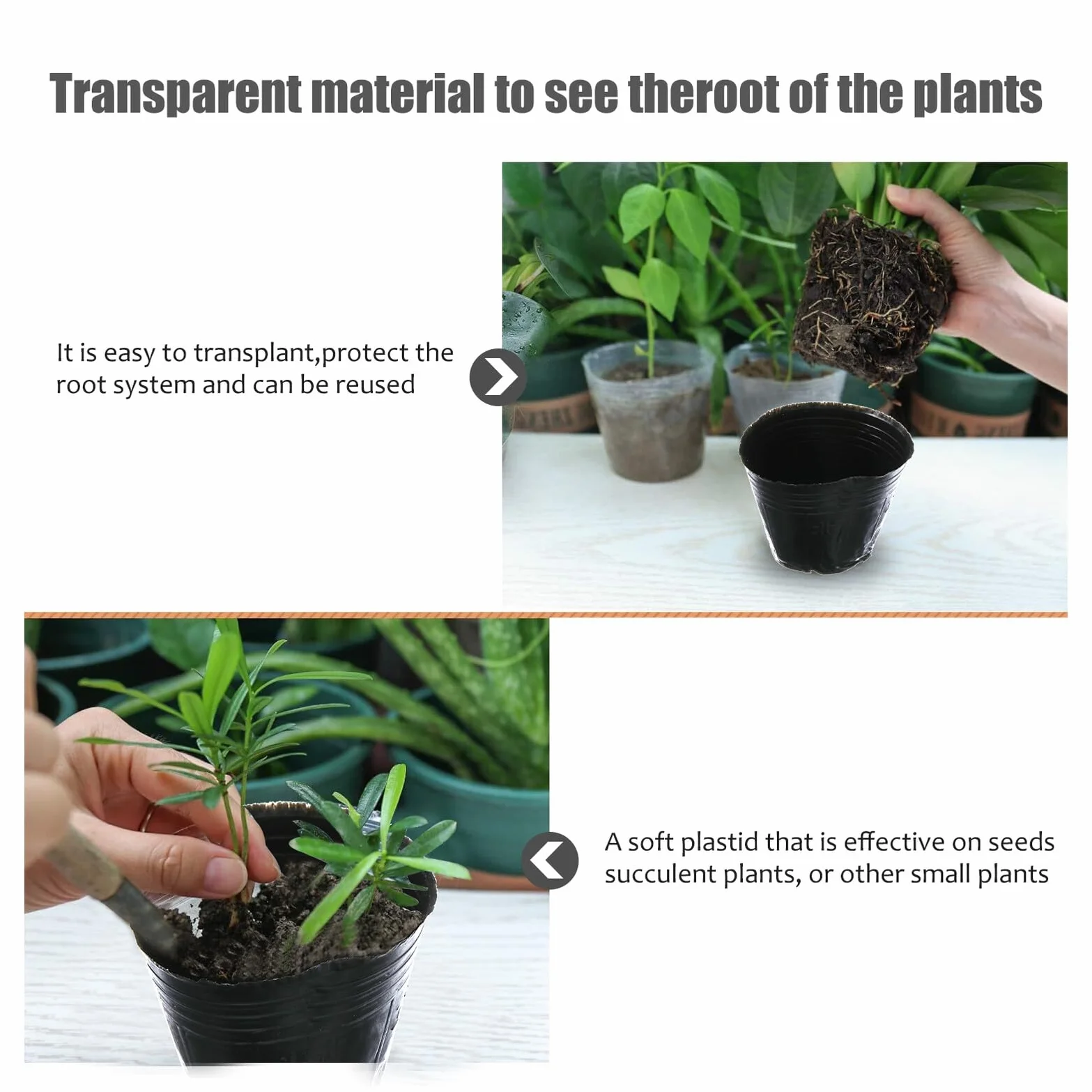 VICASKY 500 Pièces Pots de Semis Plastique avec Drainage Godets de Repiquage pour Plantes
