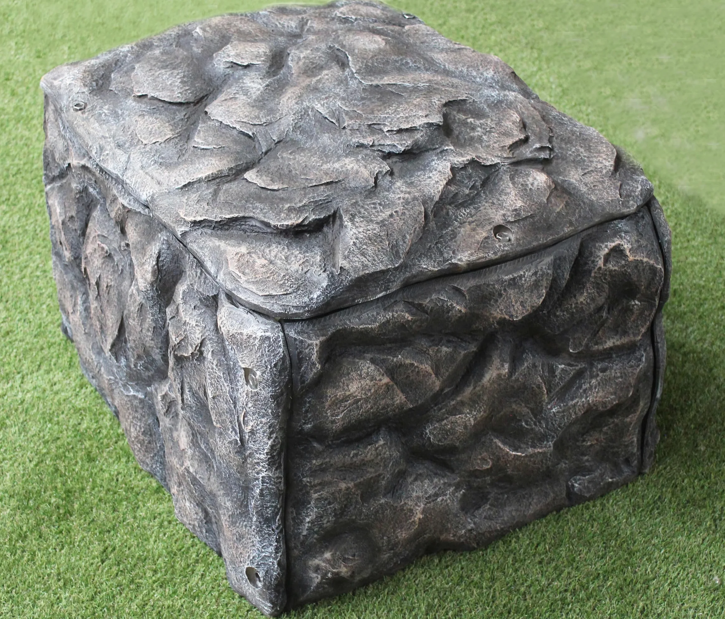 Garage pour robot tondeuse, aspect pierre, auvent, design pour garage, rochers, 58 x 72 x 51 cm, polyrésine, gris, rochers de jardin