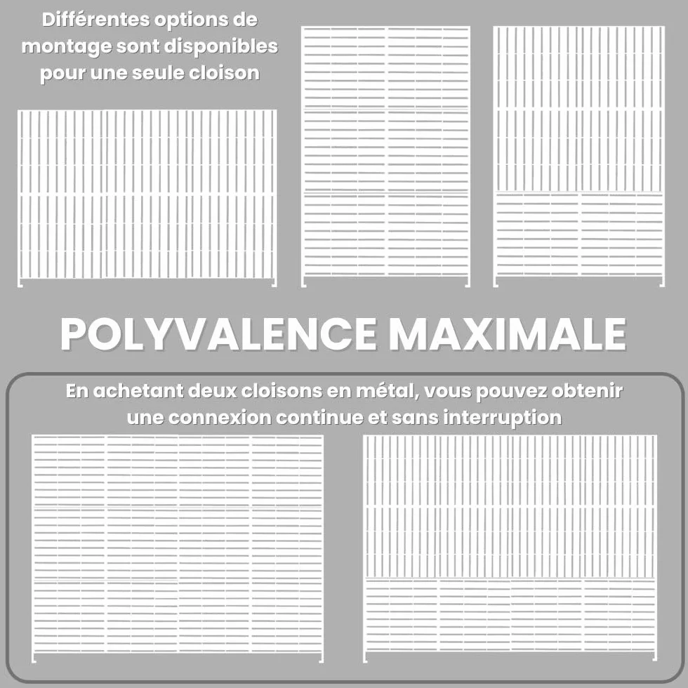 SIEDITI FUORI E DENTRO Panneau Brise-Vue Paravent métal modulaire Claustra Acier résistant intempéries Lignes Blanc