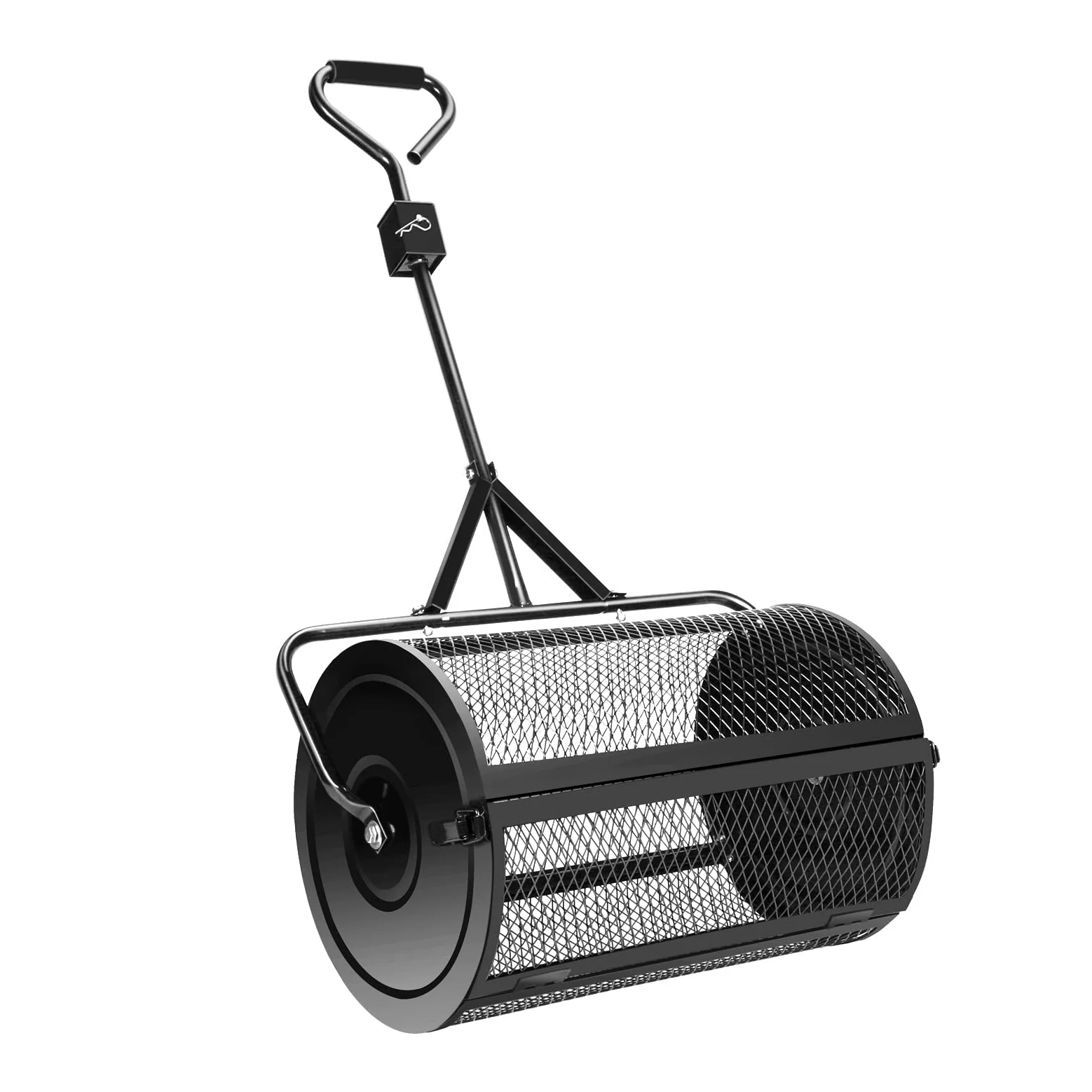 Épandeur de mousse de tourbe, épandeurs de pelouse et de jardin, rouleau en maille métallique robuste de 24 pouces/60 cm, épandeur à pousser/remorquer, compost, mousse de tourbe, terre végétale, tam