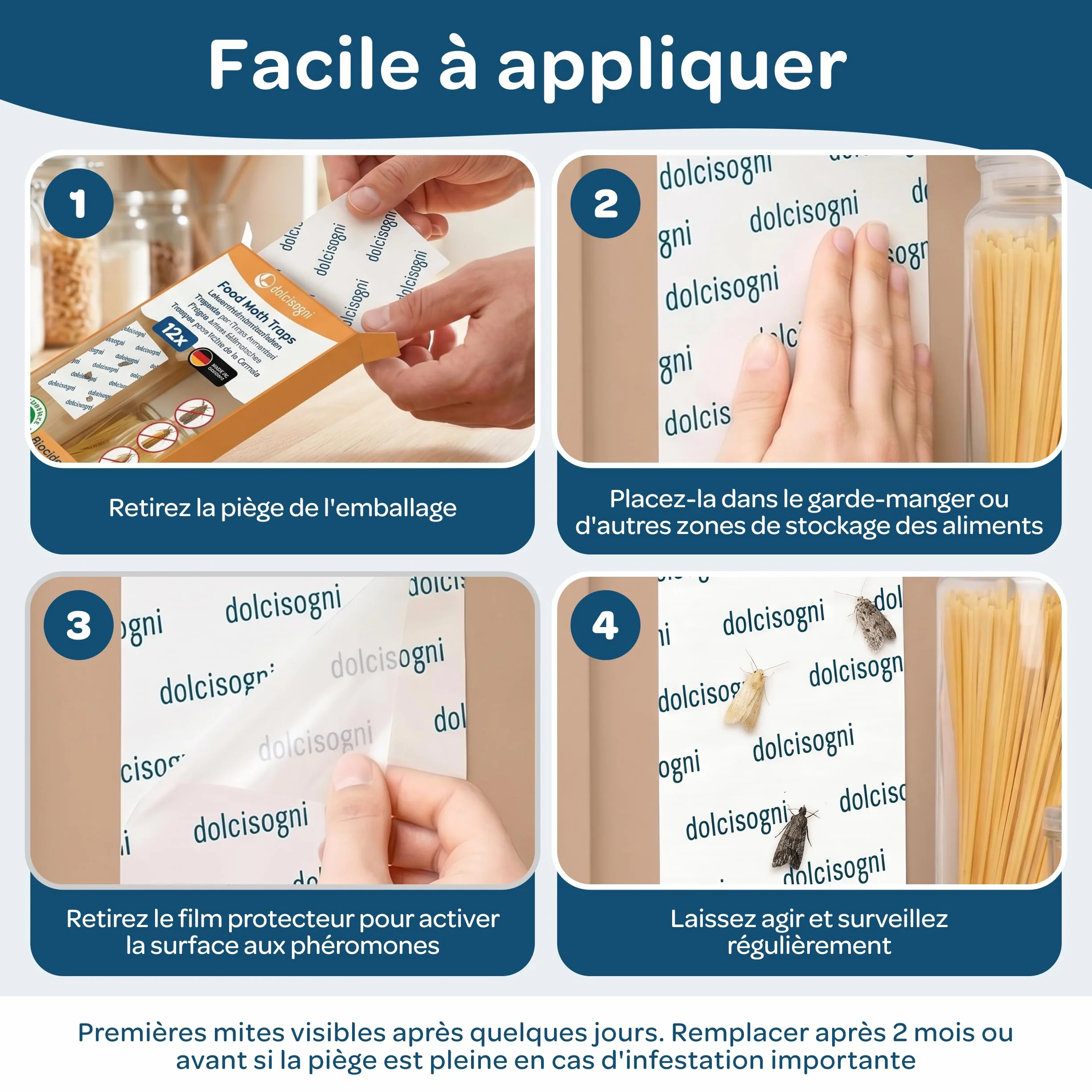 Anti-Mites Alimentaires 12 Feuilles Sans Biocides Adhésif pour Papillons de Garde-Manger Made in Germany