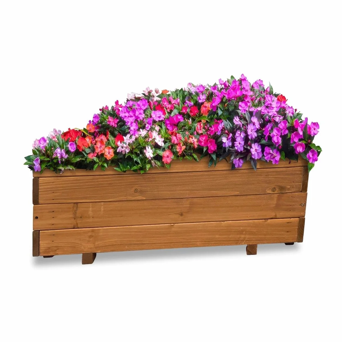 Jardinière en bois 80 x 40 x 32 cm – Bois d'épinette massif FSC – Résistante aux intempéries avec drainage et sac non tissé