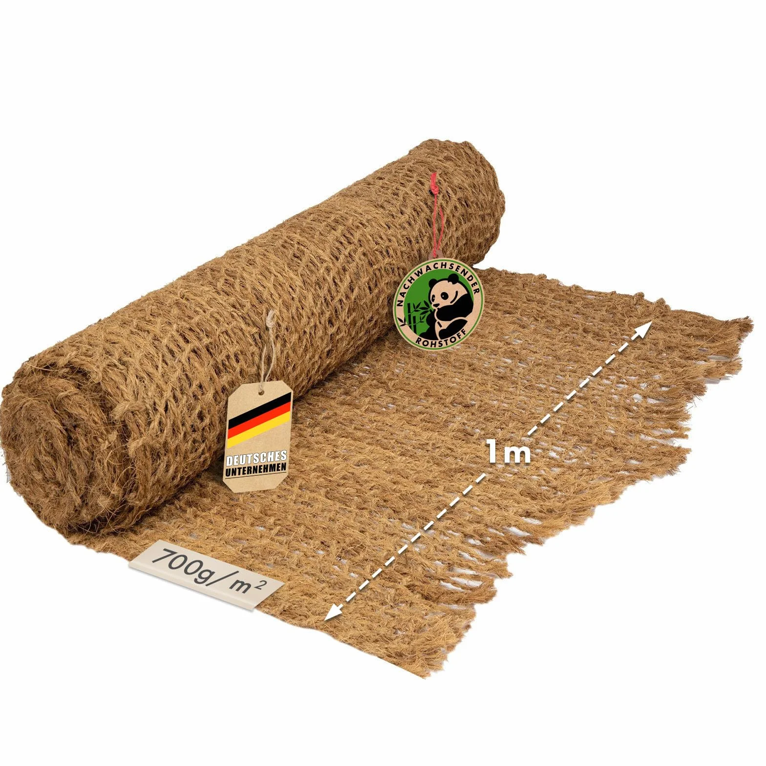 Floordirekt Tapis de remblai 700 g/m² 10 m Protection contre l'érosion Fibres naturelles de coco Résistant aux intempéries