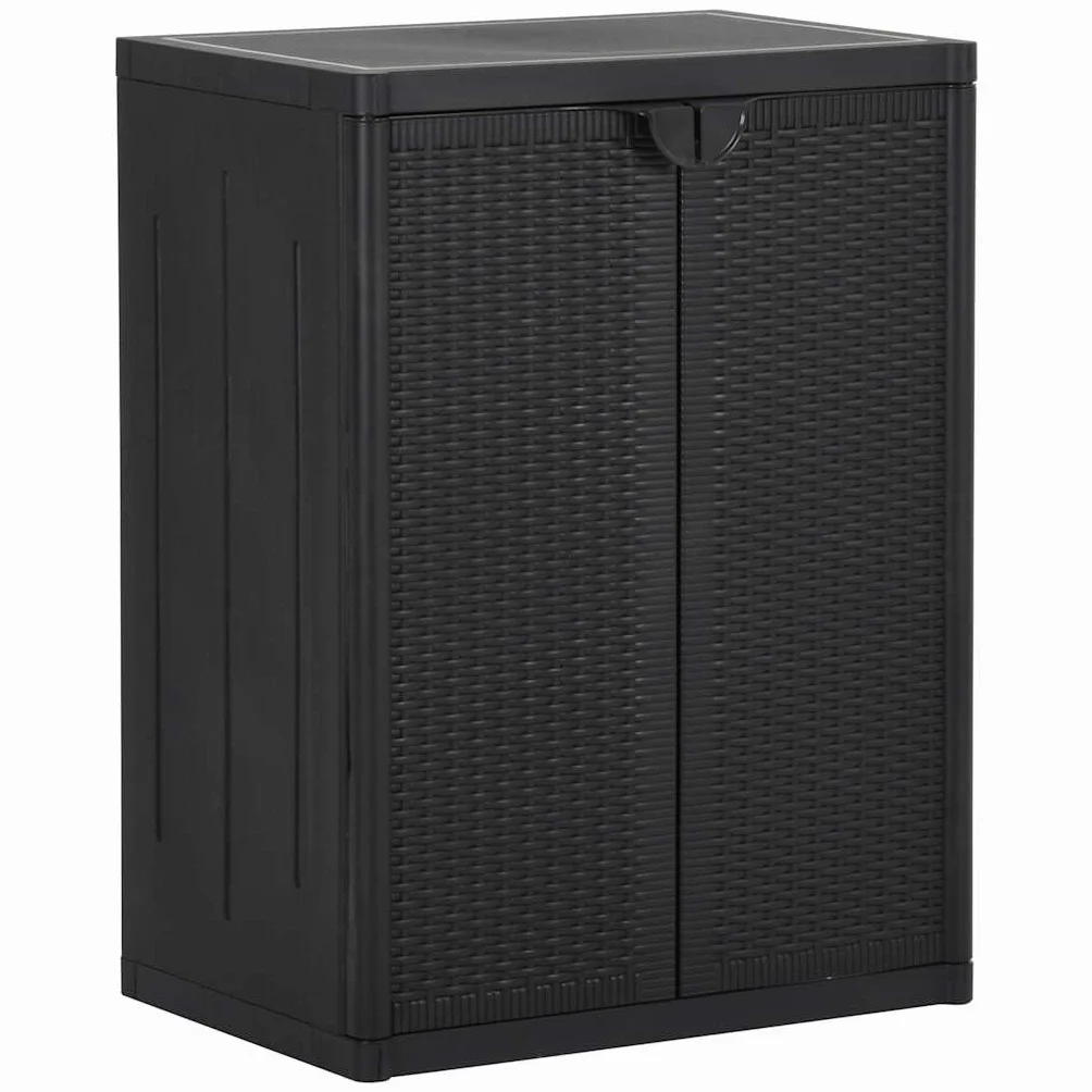Armoire de rangement jardin Noir 65x45x88 cm PP Rotin