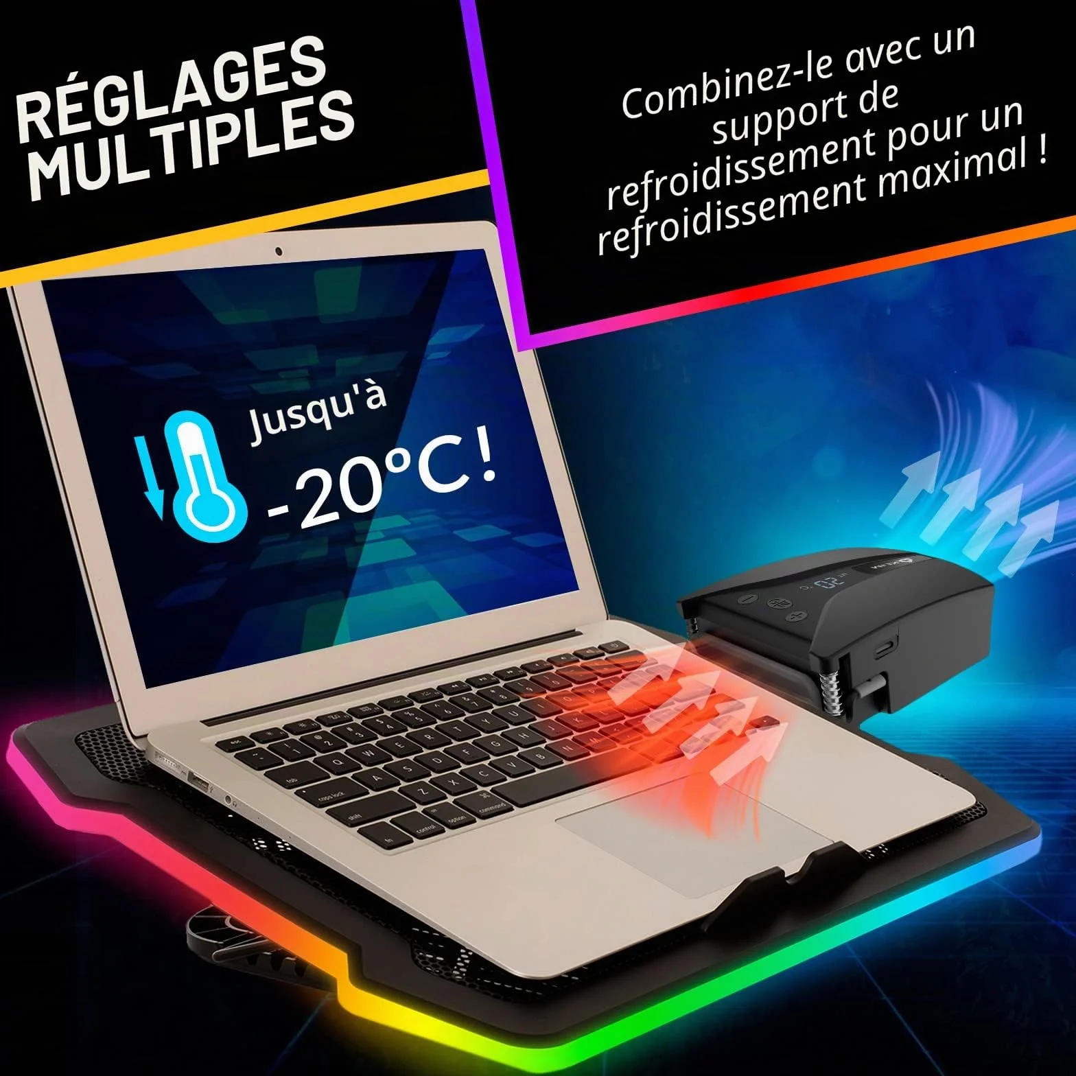 KLIM Tempest Refroidisseur PC Portable 4000 RPM Automatique Manuel