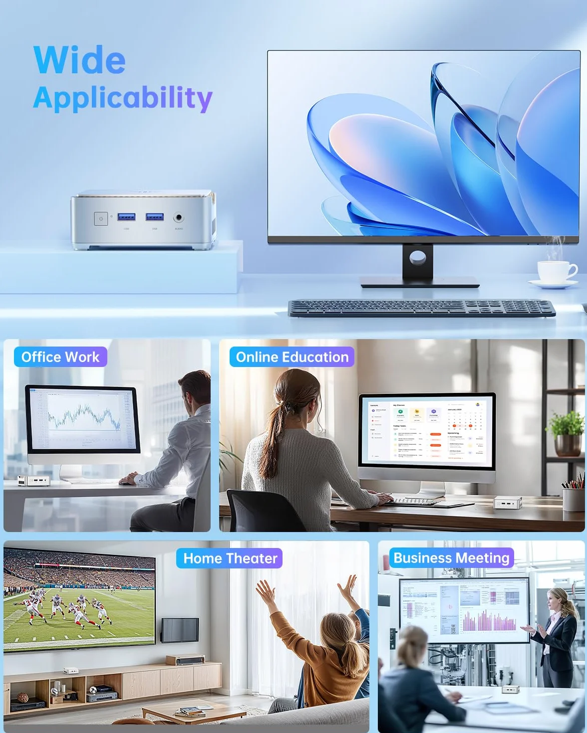 NiPoGi Essenx E2 Mini PC Intel Alder Lake-N97 16 Go DDR4 1024 Go SSD M.2 Double WiFi LAN 1000 Mbps HDMI 2.0 DP 4K