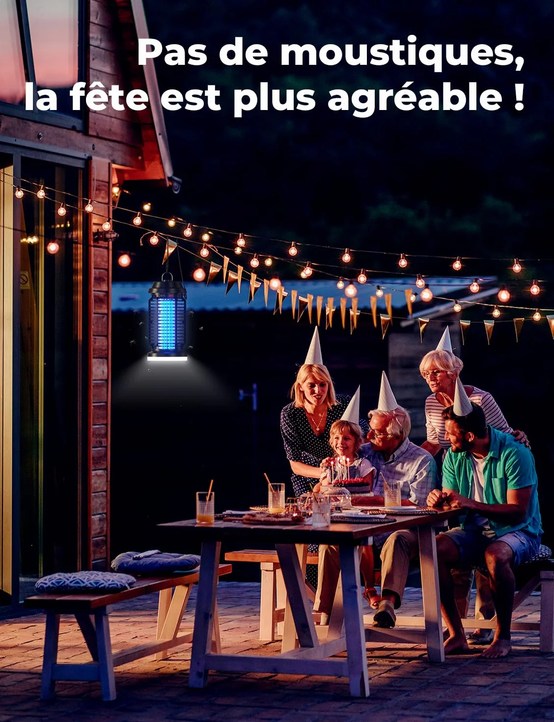 YISSVIC Lampe Anti Moustique 4200V 15W Tueur Mouche Electrique 2 en 1 LED UV IPX4 pour Extérieur et Interieur