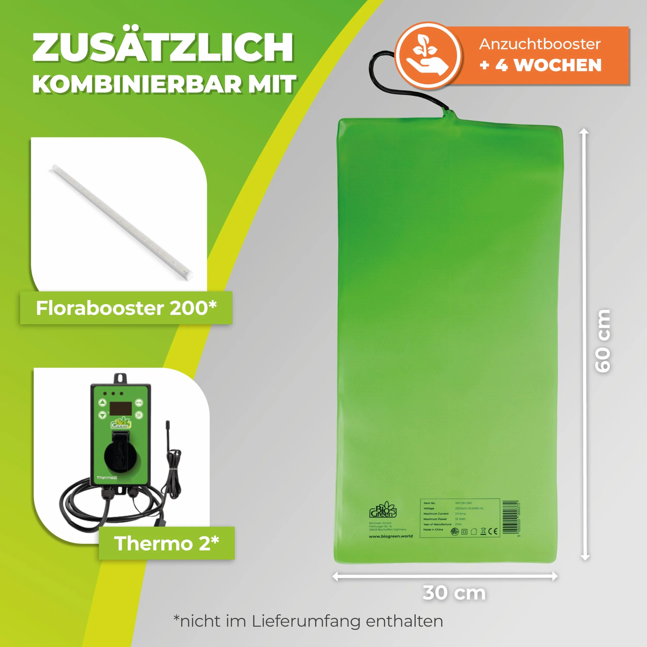 Bio Green WP 030-060 Plaque Chauffante 0,30 x 0,60 m 32 W