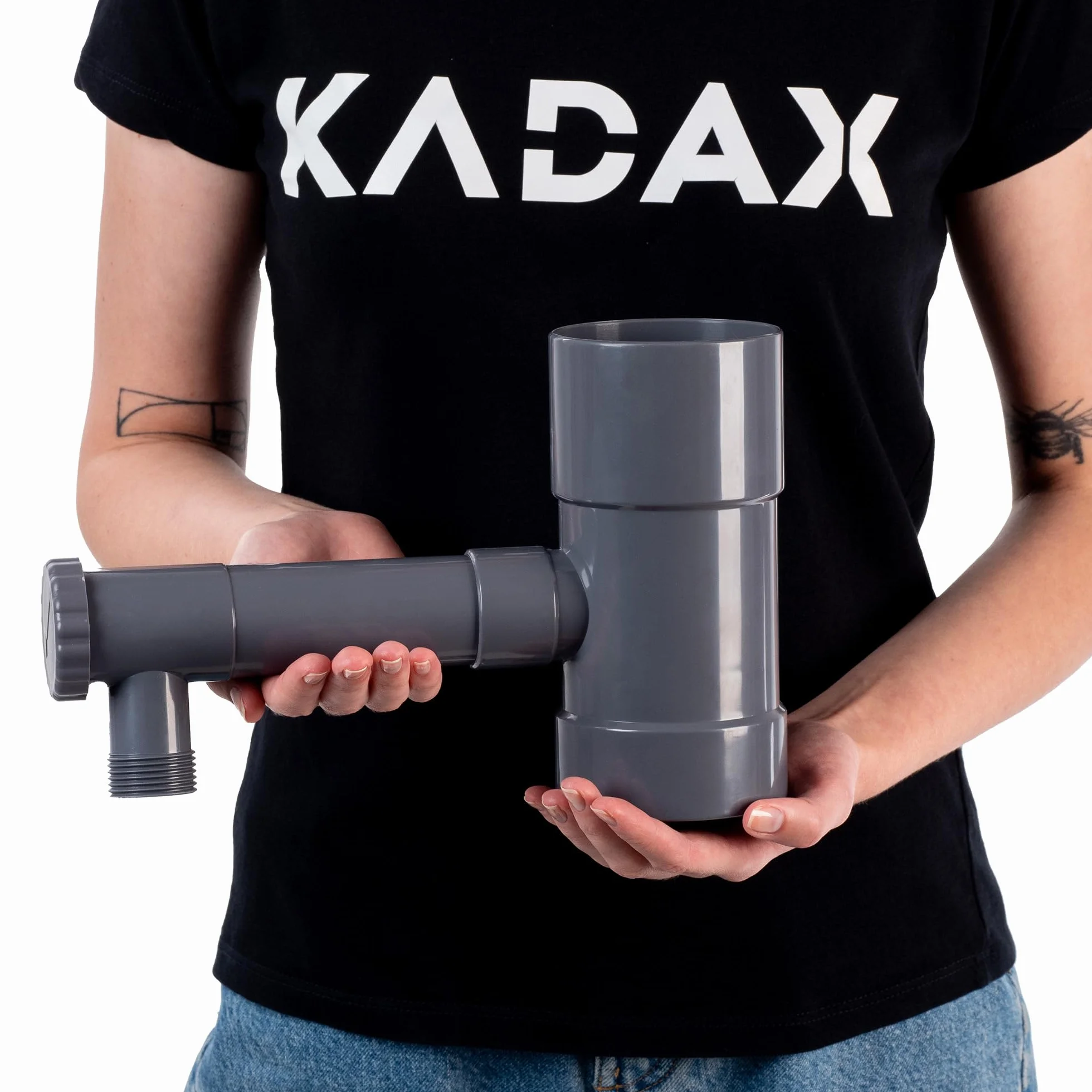 KADAX Collecteur d'eau de pluie 80 mm pour tuyau de descente, avec valve intégrée, gris