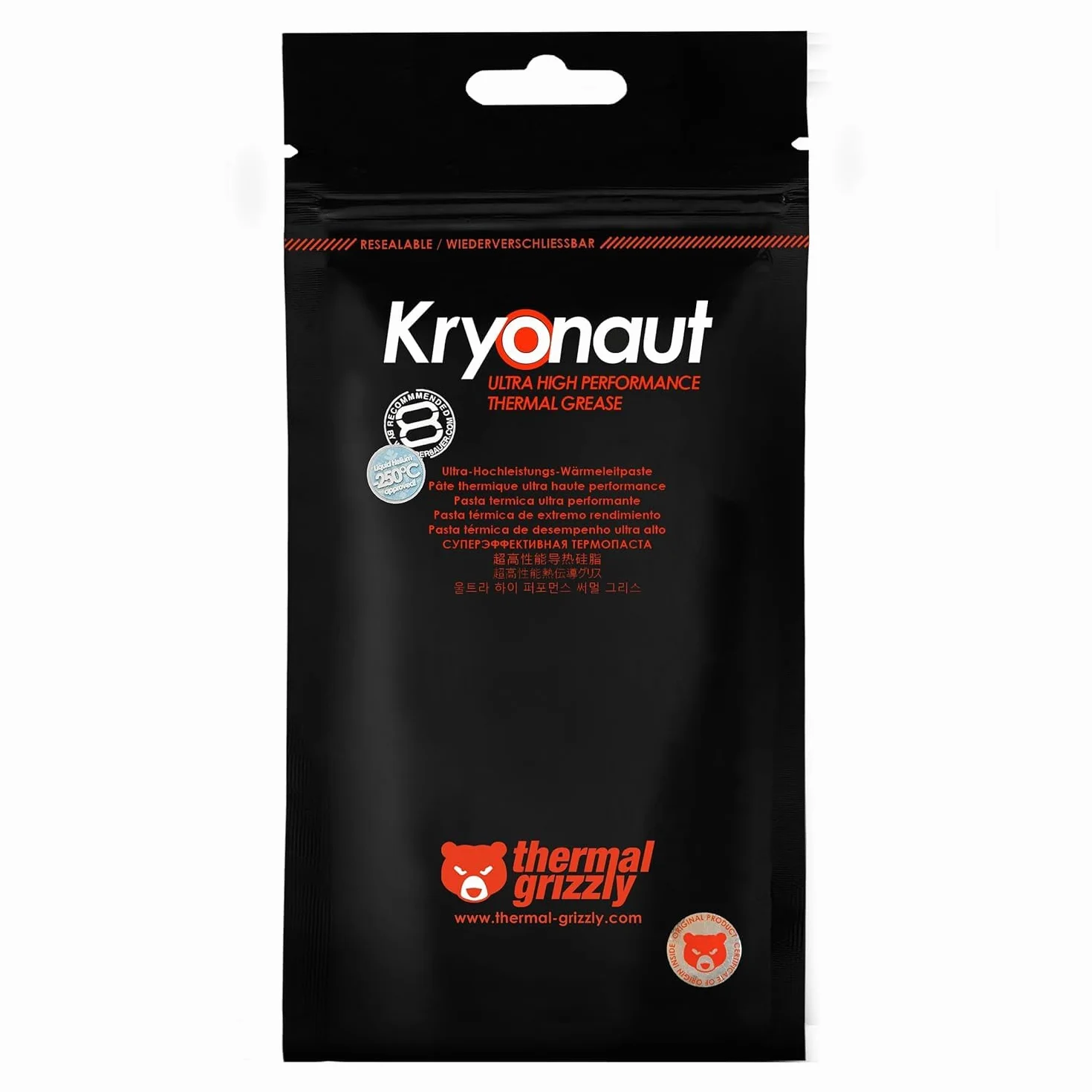 Thermal Grizzly Kryonaut pâte thermique 1g refroidissement processeur carte graphique