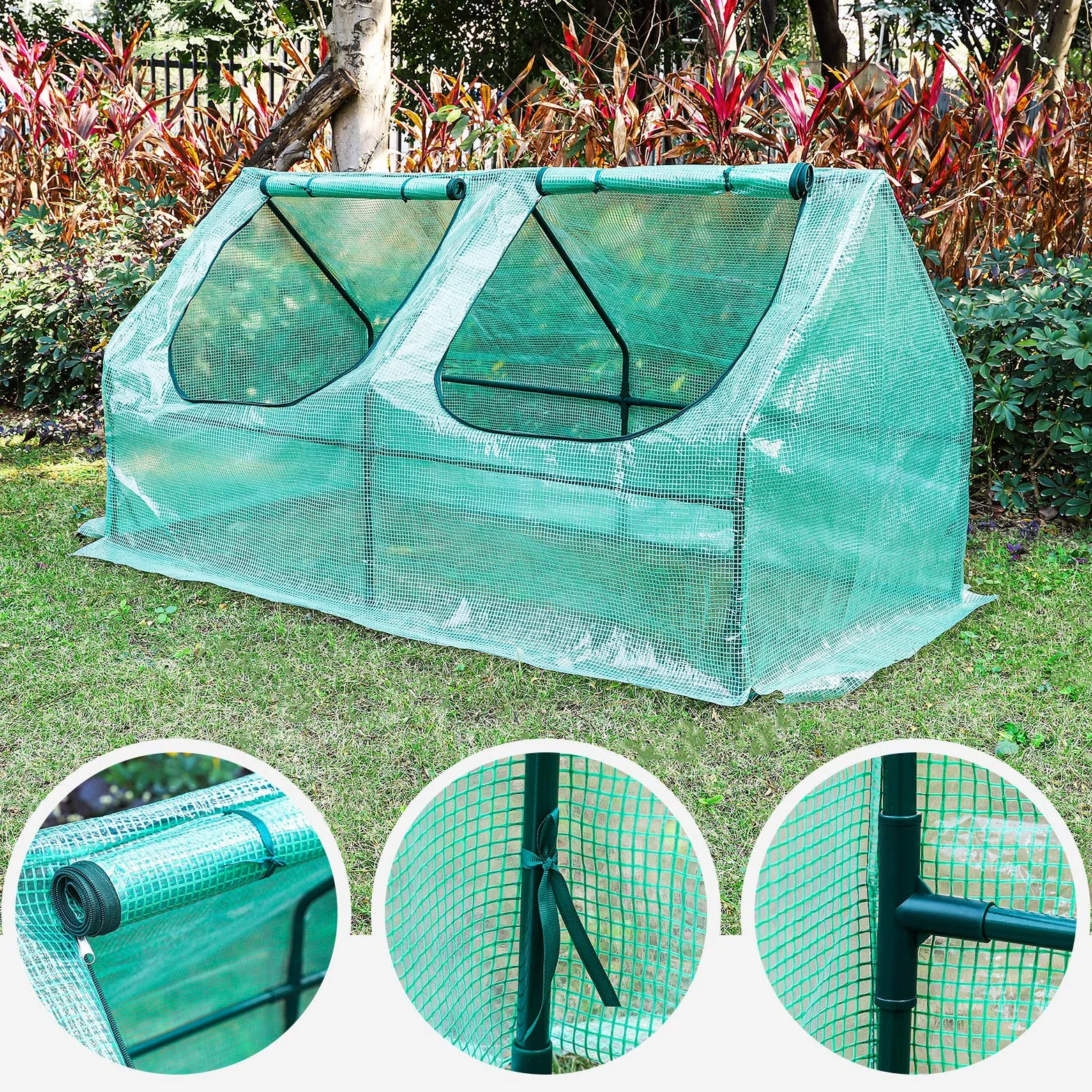 Yorbay Serre de Jardin Tunnel Mini Serre à Tomates Plastique PE Tente abri Petite Serre de Terrasse Balcon, Solide, Verte 180 x 90 x 90 cm