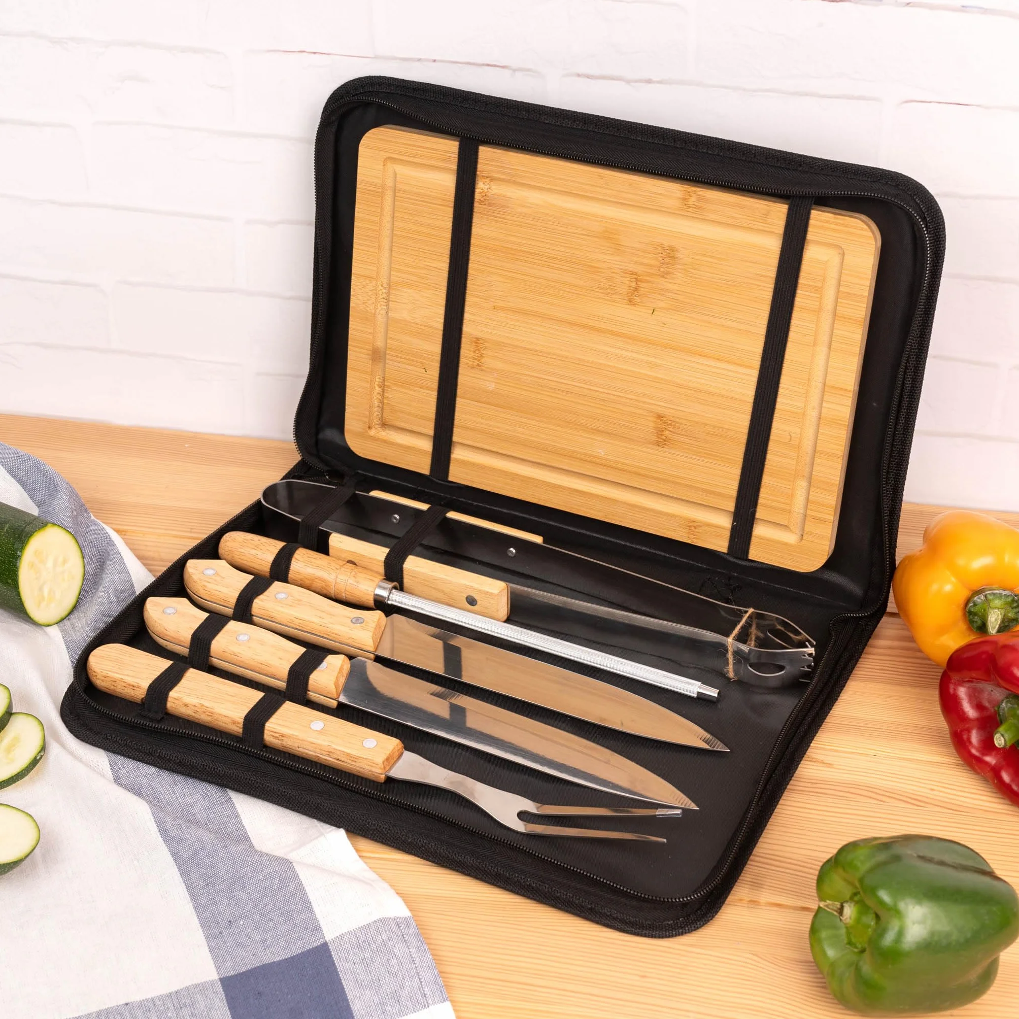 Wanapix Kit Barbecue Personnalisé Ustensiles BBQ Malette 6 Accessoires Set