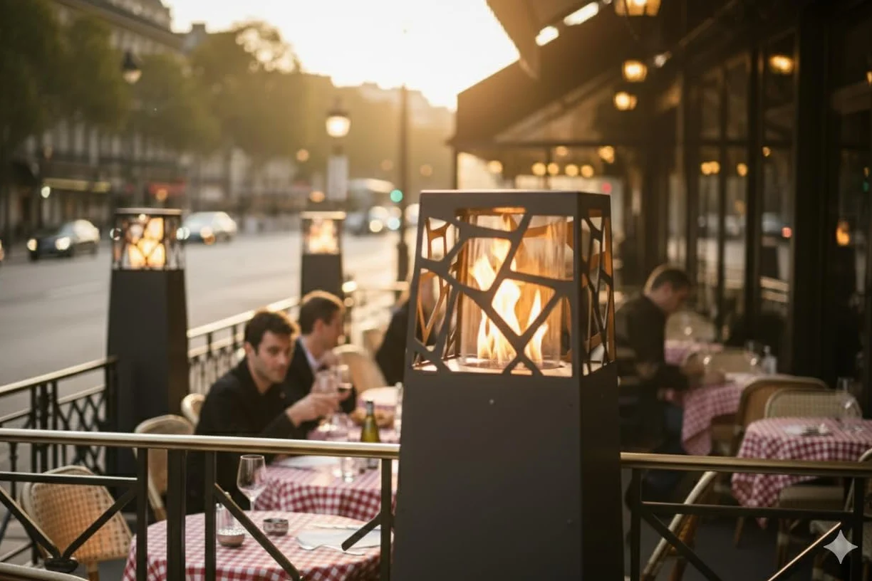 Planika Pyramid Chauffe-terrasse au Gaz Moderne Cheminée Extérieur Jardin Noir