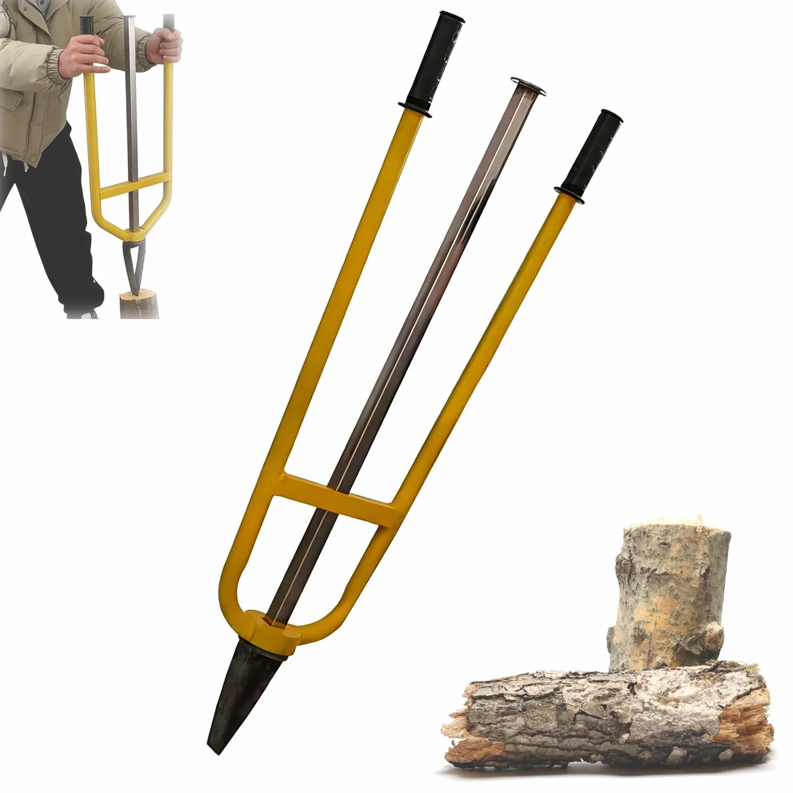 Fendeuse de bois de chauffage manuelle, outil de fendage de bûches portatif pour bois de chauffage, outil de fendage robuste avec poteau lisse, conception en arc triangulaire, pour cheminées(Small)