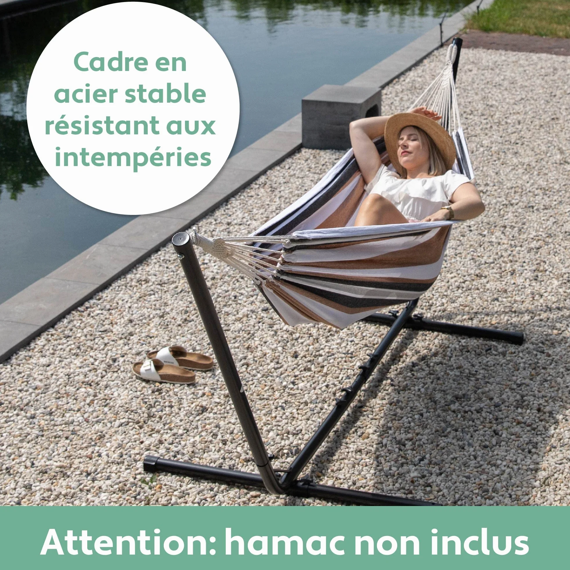 Vita5 Support de Hamac sur Pied en Acier Revêtu Charge Max 205kg pour Intérieur Extérieur